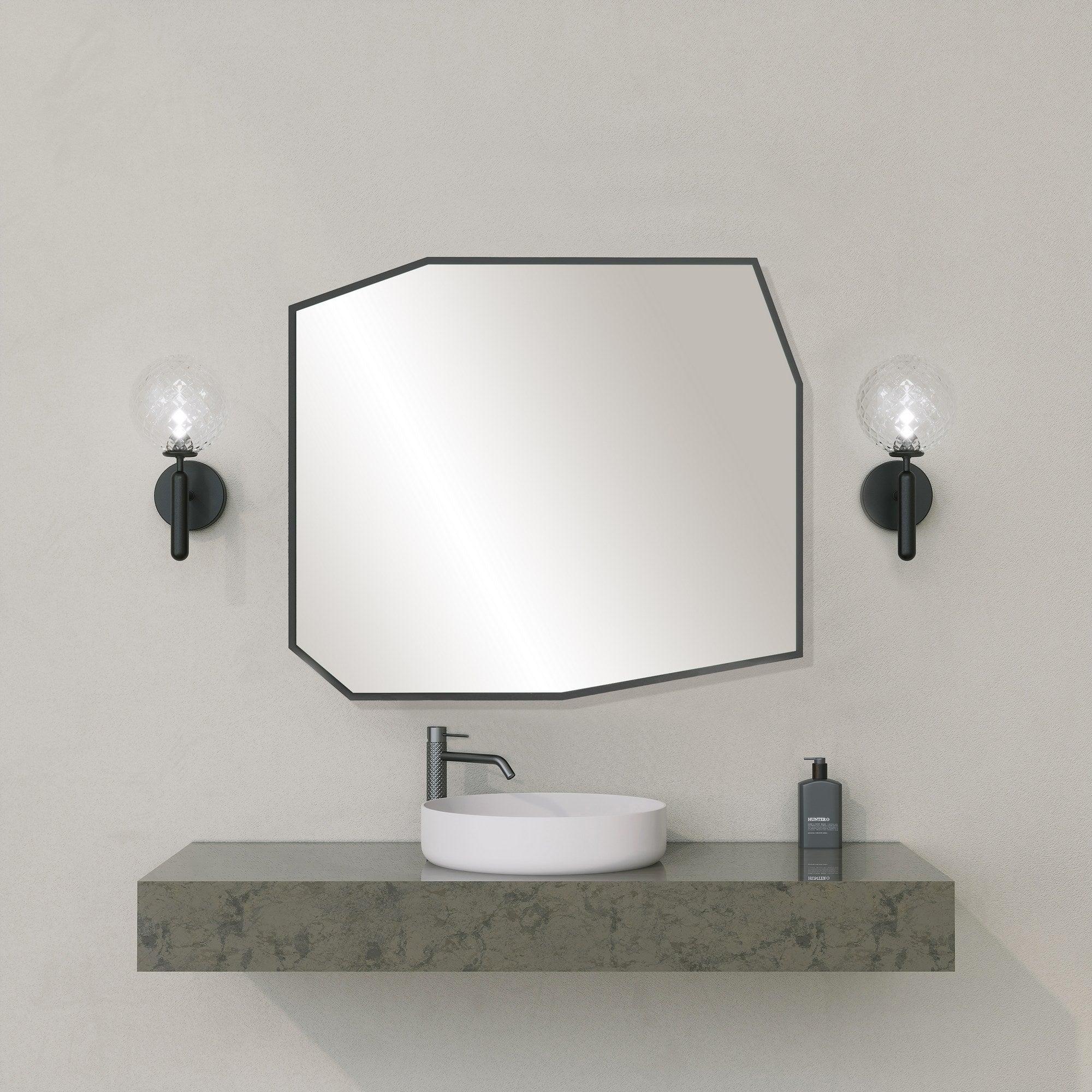 Espelho decorativo preto elegante, 70 x 60 x 2 cm | 100% MDF, 18 mm de espessura | Perfeito para decoração moderna e interiores elegantes