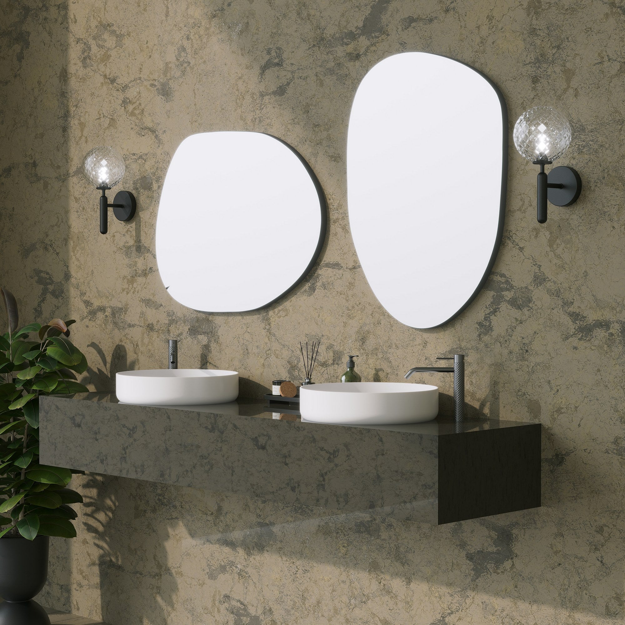 Espelho decorativo preto elegante, 50 x 75 cm | 100% MDF, 18 mm de espessura | Perfeito para decoração moderna e interiores elegantes