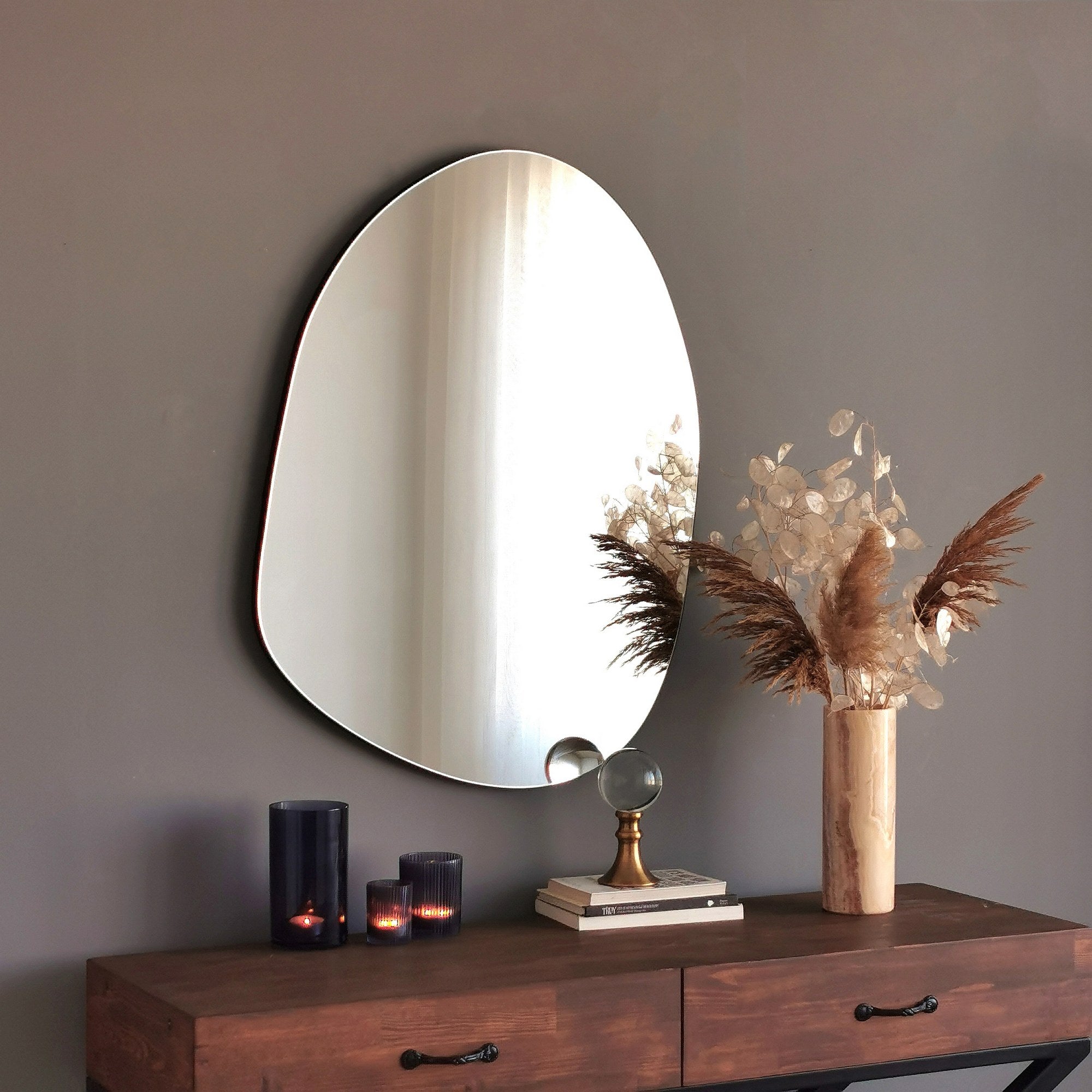 Espelho decorativo preto elegante, 50 x 75 cm | 100% MDF, 18 mm de espessura | Perfeito para decoração moderna e interiores elegantes