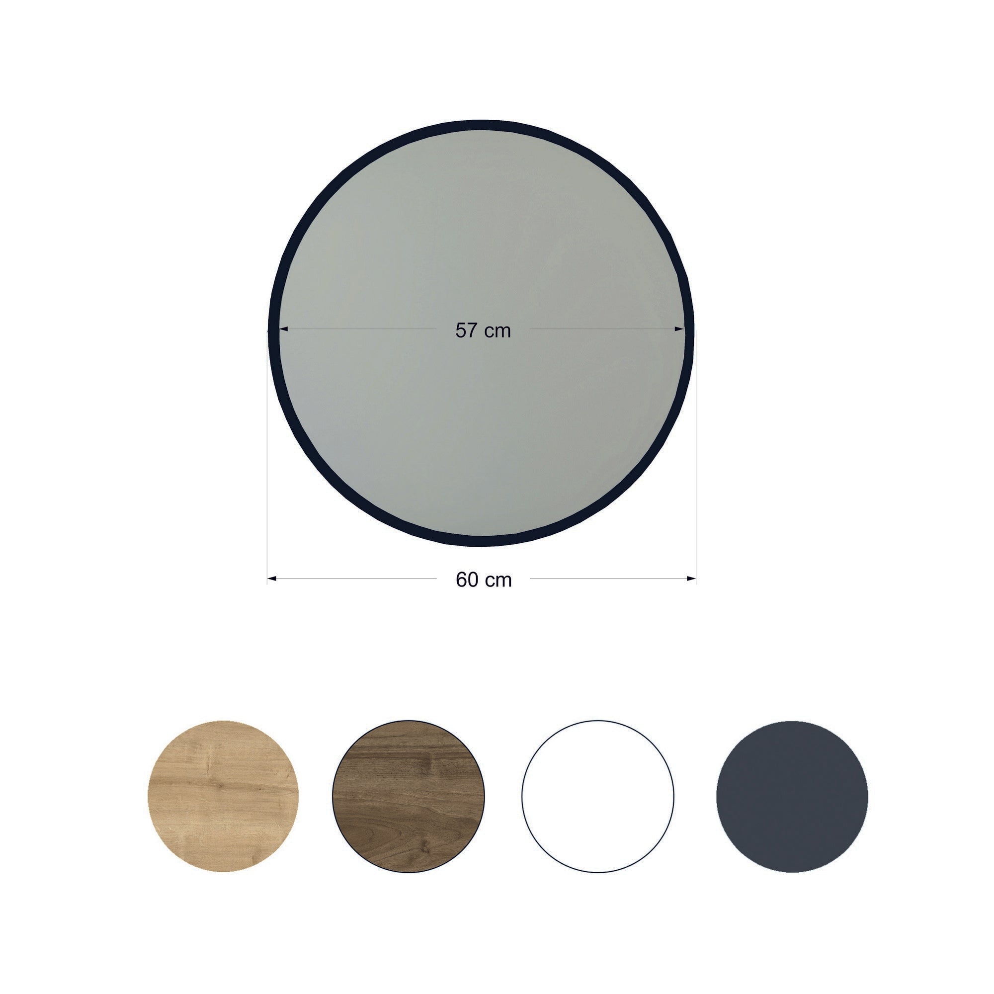Espelho Decorativo Preto Elegante, 60 x 60 cm, 100% MDF, 18 mm de espessura, 57 cm de superfície reflexiva | Perfeito para decoração moderna e espaços elegantes