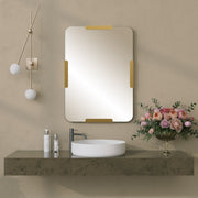 Espelho decorativo dourado elegante, 50 x 70 cm | 100% metal, 18 mm de espessura | Perfeito para decoração de casa, sala de estar e entrada