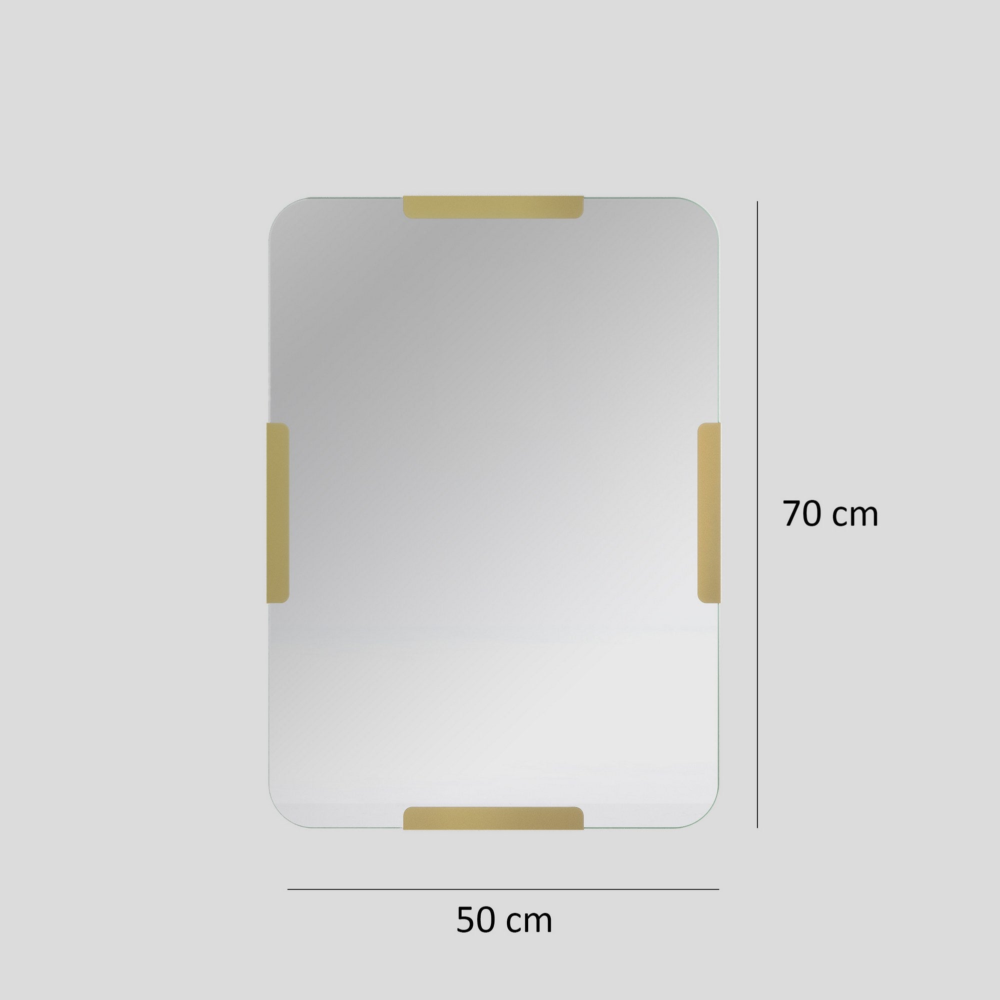 Espelho decorativo dourado elegante, 50 x 70 cm | 100% metal, 18 mm de espessura | Perfeito para decoração de casa, sala de estar e entrada