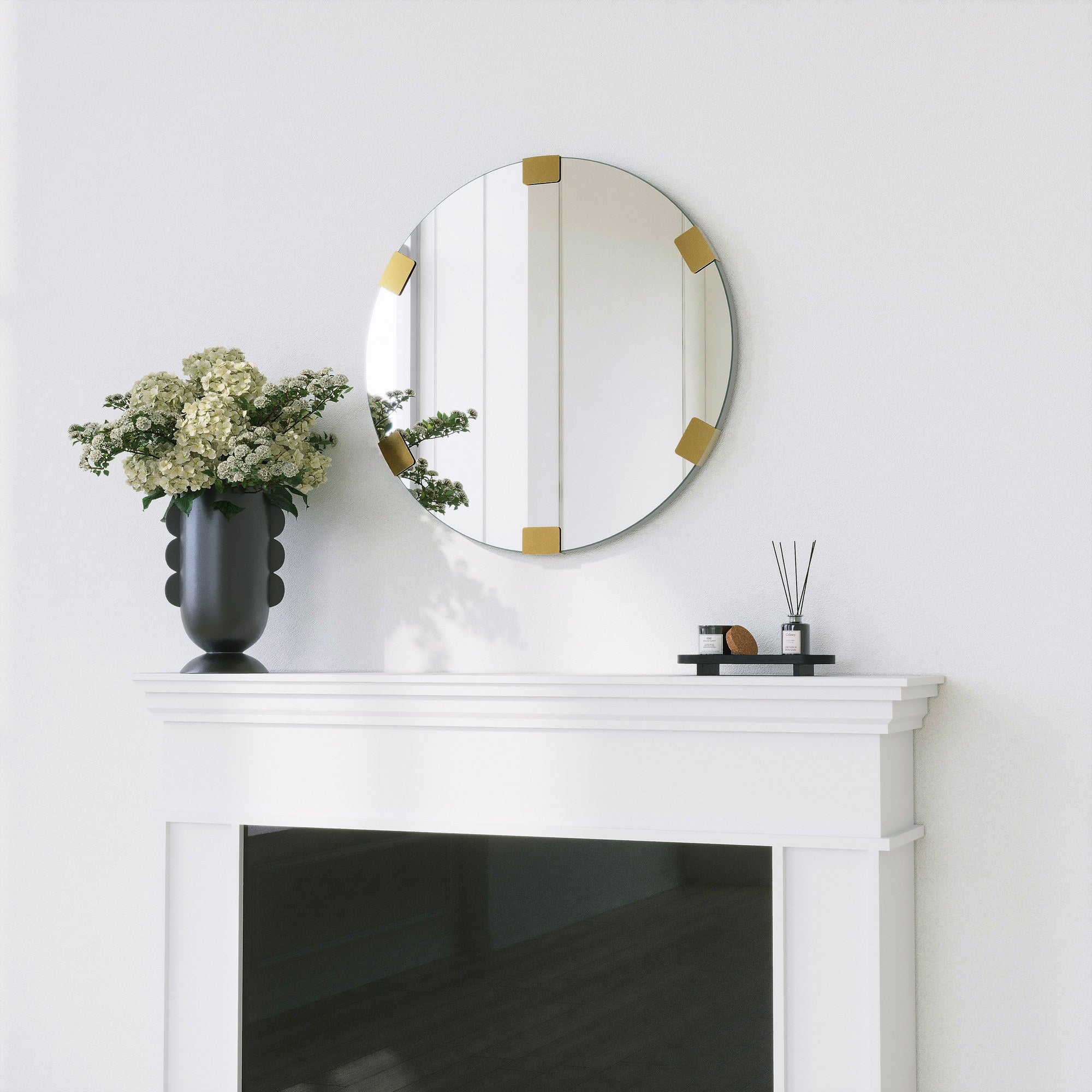 Espelho decorativo elegante, 60 cm de diâmetro, acabamento dourado | 100% papelão, 18 mm de espessura | Perfeito para decoração de casa e interiores elegantes