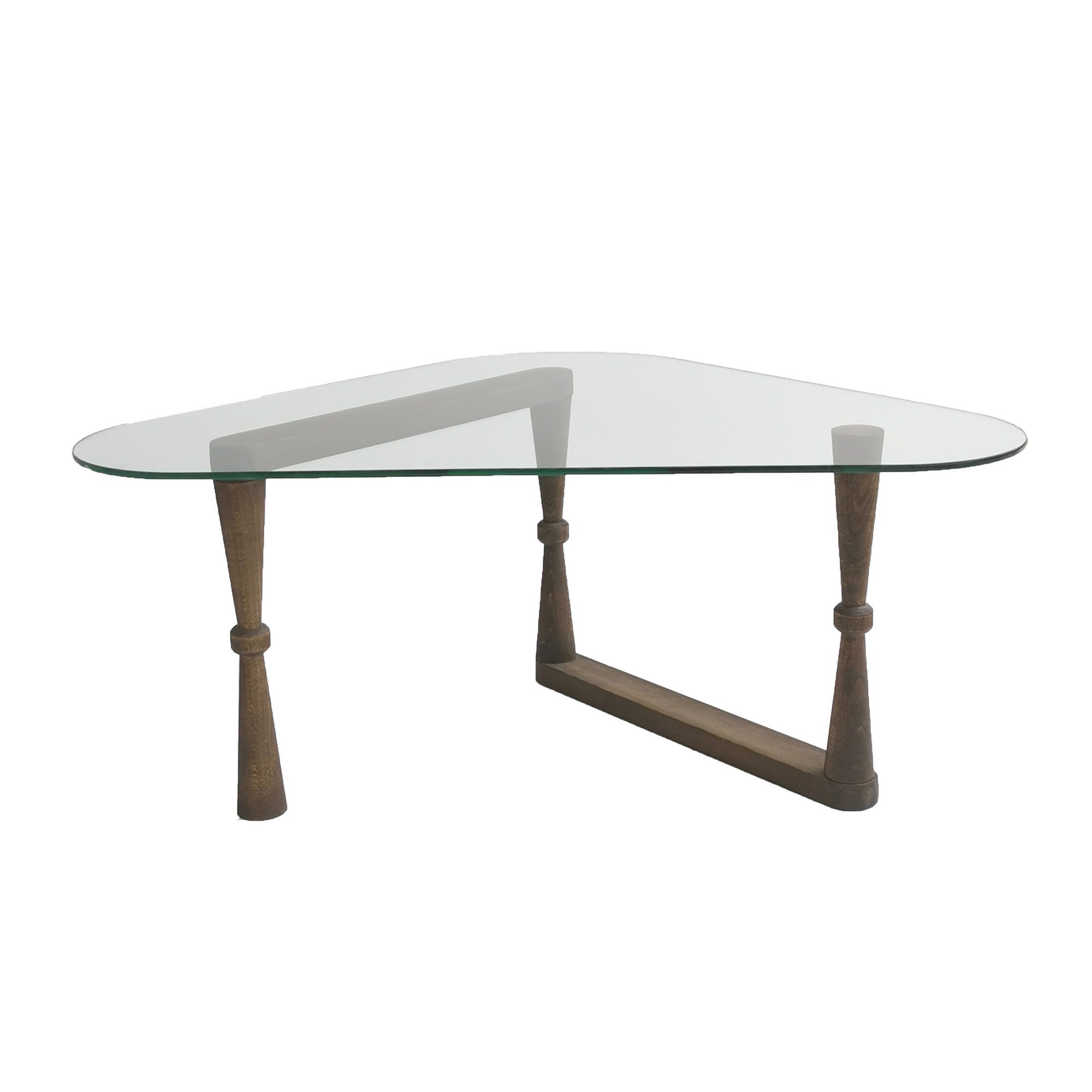 Mesa de Centro Elegante, Acabamento em Nogueira, 96 x 81 x 41 cm | 100% Madeira de Faia e Vidro Temperado | Design Rústico Moderno para Salas de Estar e Salas de Jantar