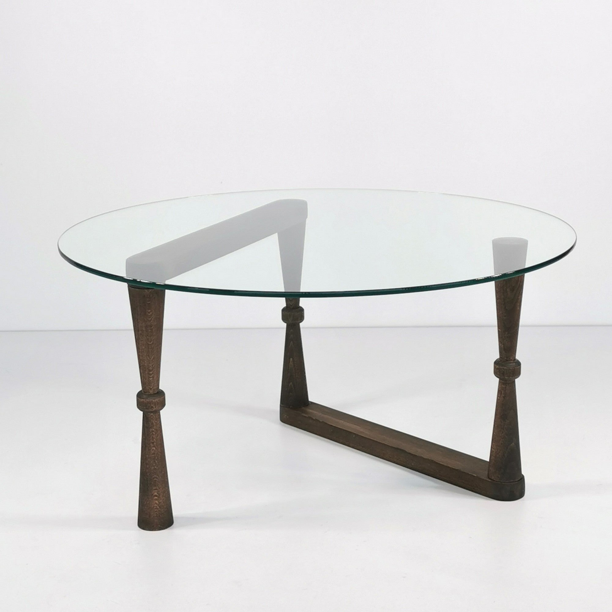 Mesa de Centro Elegante, Acabamento em Nogueira, 80 x 41 x 80 cm | 100% Madeira de Faia e Vidro Temperado | Design Rústico Moderno para Salas de Estar e Salas de Jantar