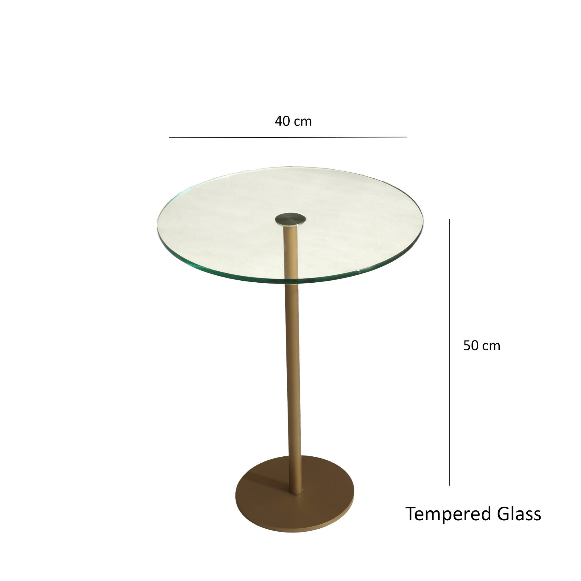 Mesa de Centro Moderna e Glamourosa, Acabamento Dourado, 40 x 50 x 40 cm | Tampo 100% Vidro Temperado, Pés de Metal, Antimanchas | Elegante e Funcional para Qualquer Espaço