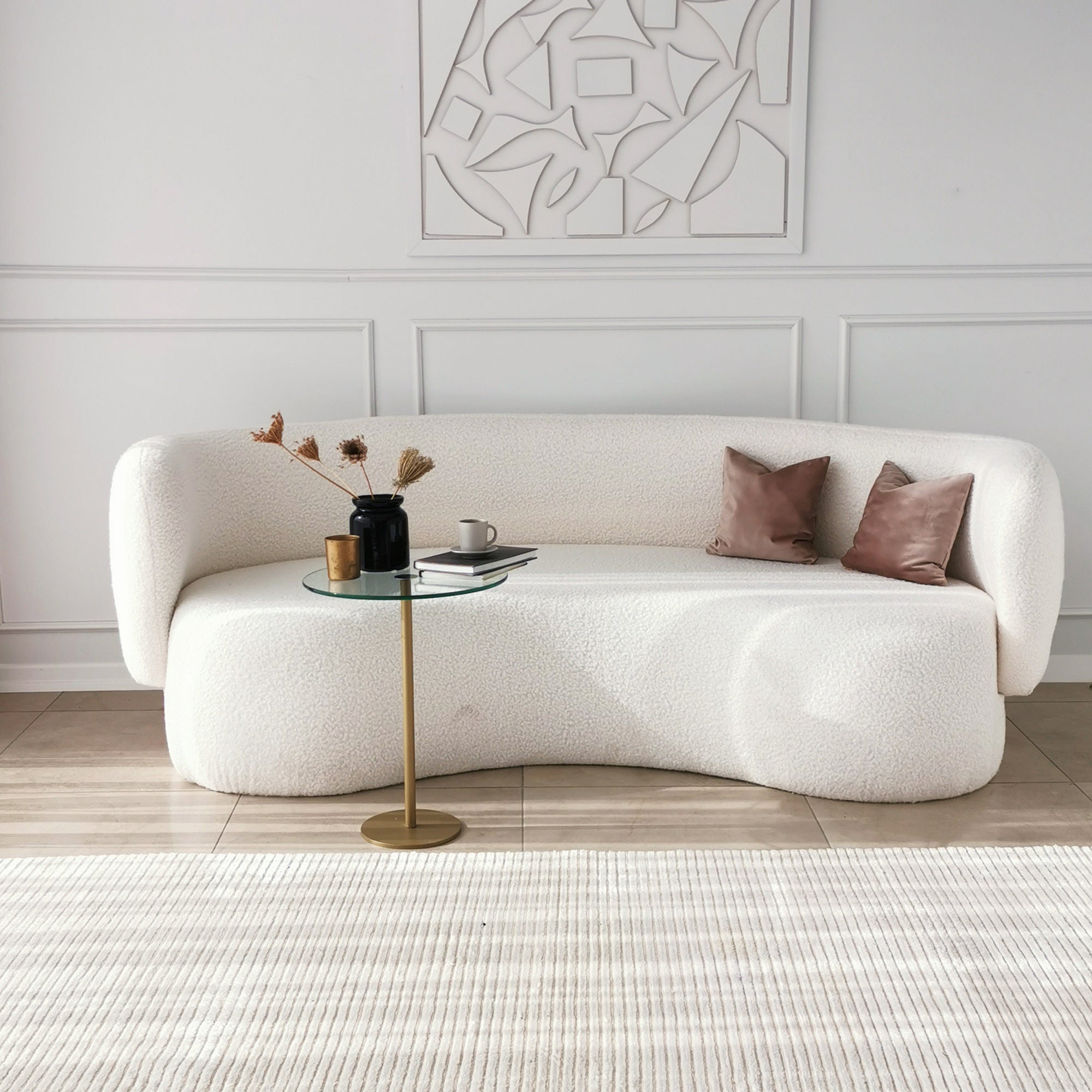 Mesa de Centro Moderna e Glamourosa, Acabamento Dourado, 40 x 50 x 40 cm | Tampo 100% Vidro Temperado, Pés de Metal, Antimanchas | Elegante e Funcional para Qualquer Espaço