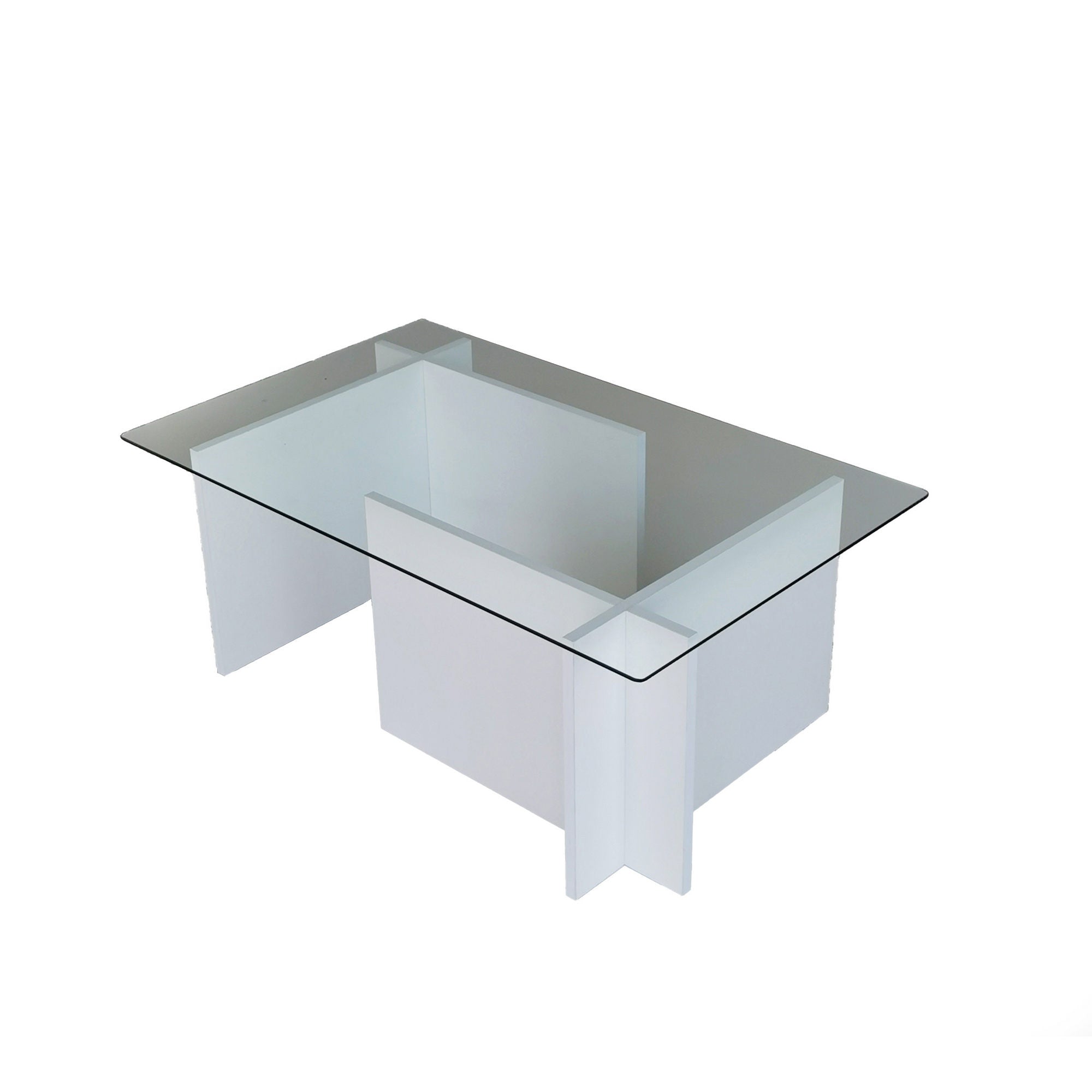 Mesa de Centro Branca Moderna, 105 x 65 x 40 cm | Tampo 100% Vidro Temperado, Estrutura com Revestimento em Melamina de 18 mm | Elegante e Funcional para Qualquer Espaço
