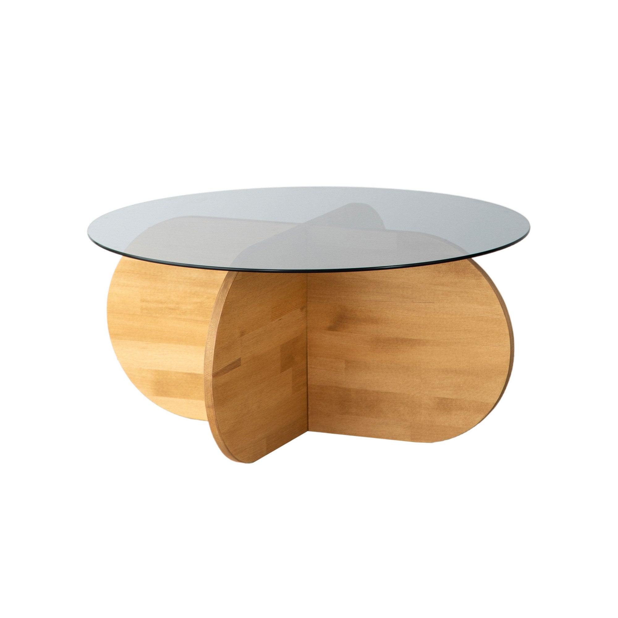 Mesa de Centro Elegante em Carvalho, 75 cm x 75 cm x 35 cm | Tampo 100% em Vidro Temperado e Estrutura em Madeira de Pinho Maciça | Perfeita para Salas de Estar Modernas e Espaços Aconchegantes