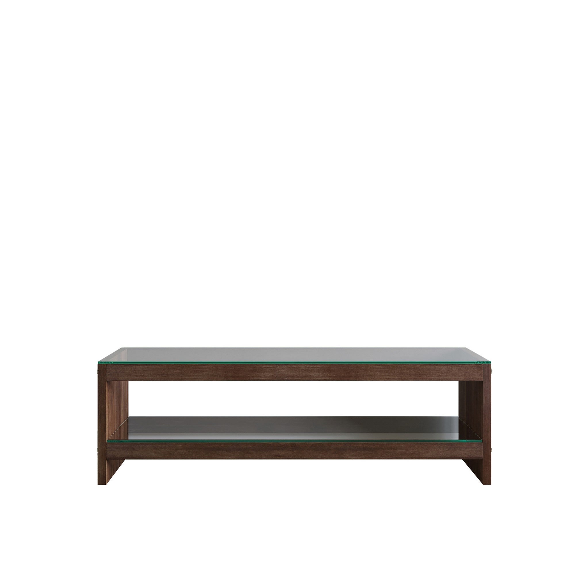 Suporte de TV moderno, cor nogueira, 140 cm x 45 cm x 40 cm | 100% madeira maciça de pinho e vidro temperado | Montável na parede, várias prateleiras, elegante e funcional
