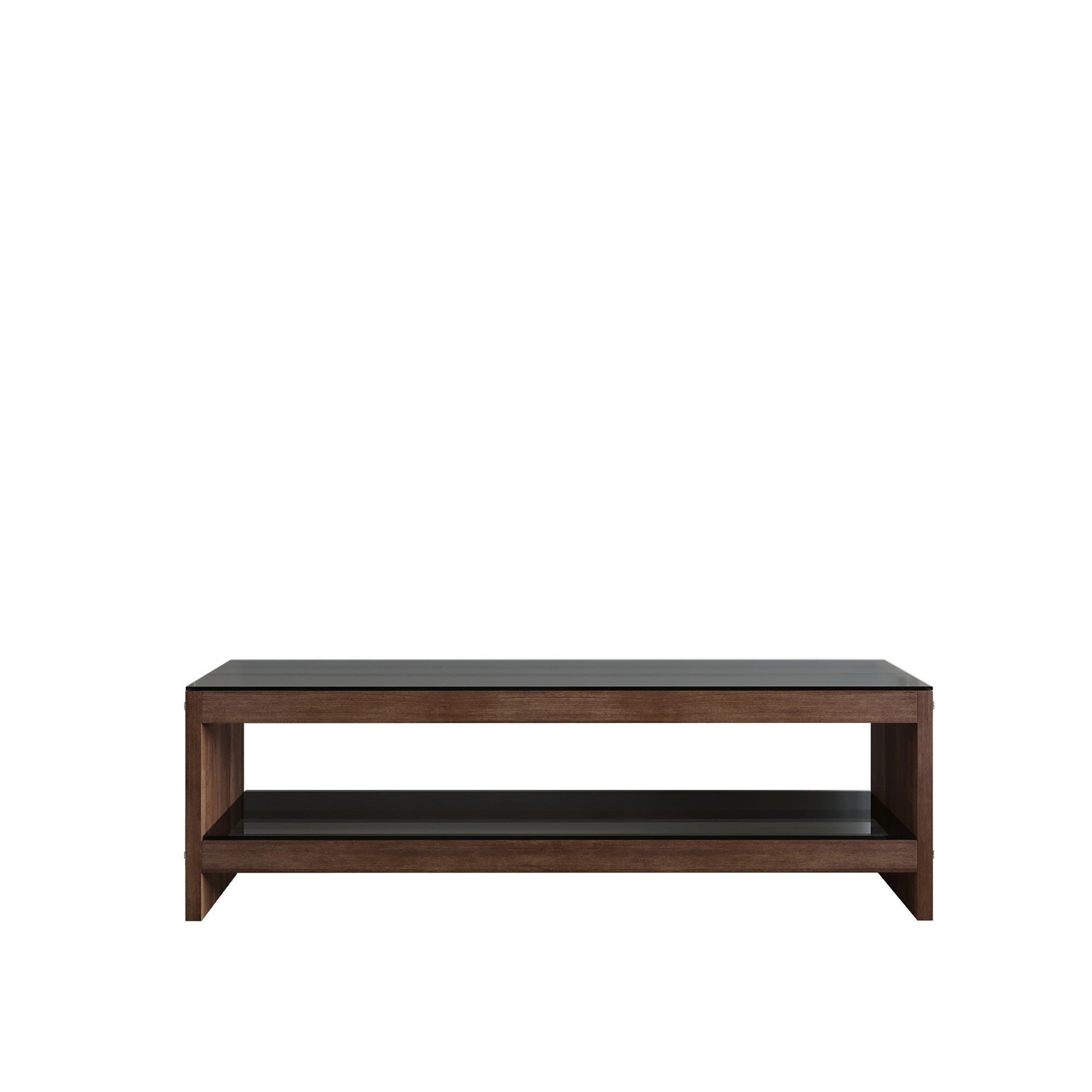 Suporte de TV moderno, cor nogueira, 140 cm x 45 cm x 40 cm | 100% madeira maciça de pinho e vidro temperado | Montável na parede, várias prateleiras, elegante e funcional