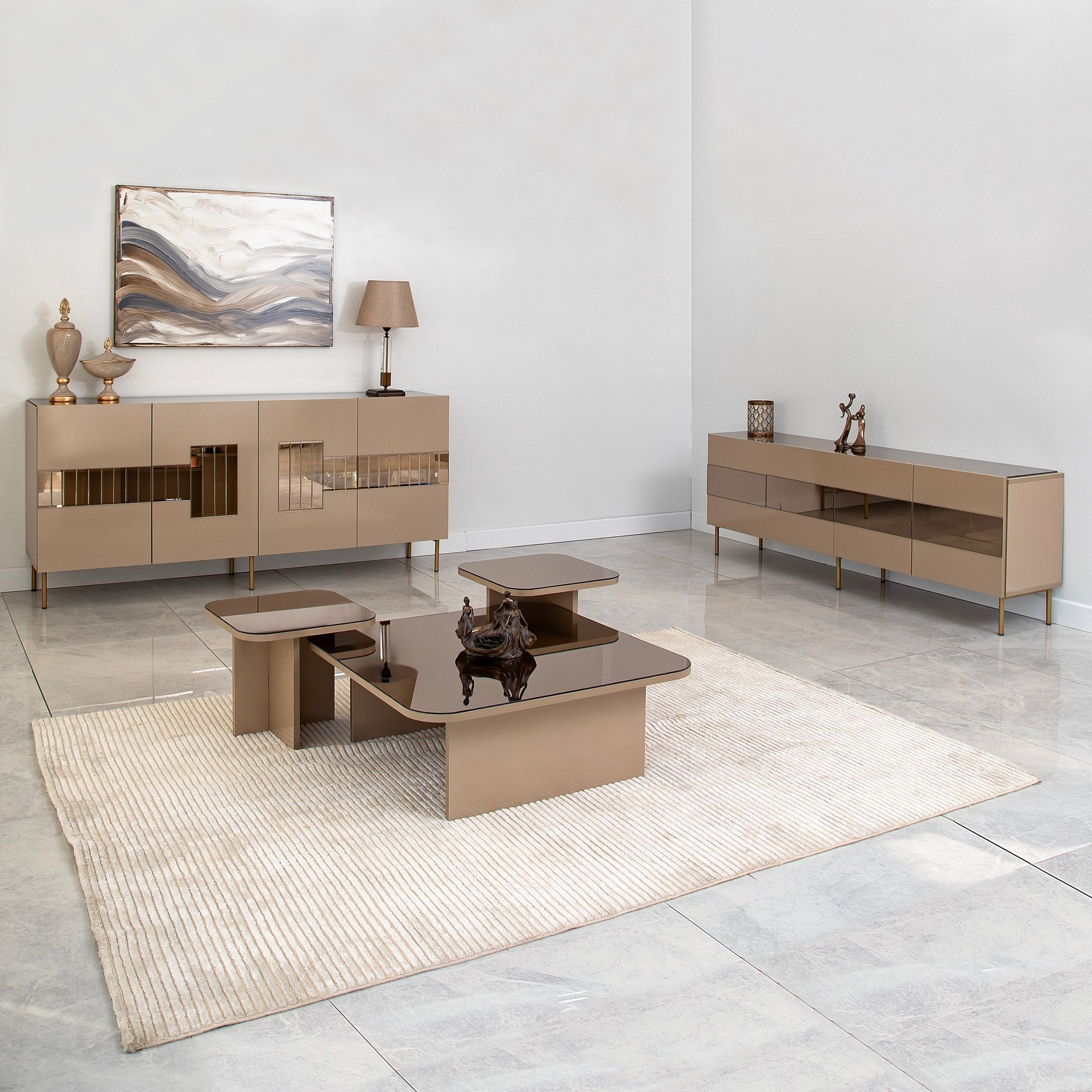 Aparador Elegante, Bronze e Dourado, 180 x 80 x 40 cm | 100% MDF, 18 mm de Espessura | Solução de Armazenamento Elegante para Espaços de Vida Modernos