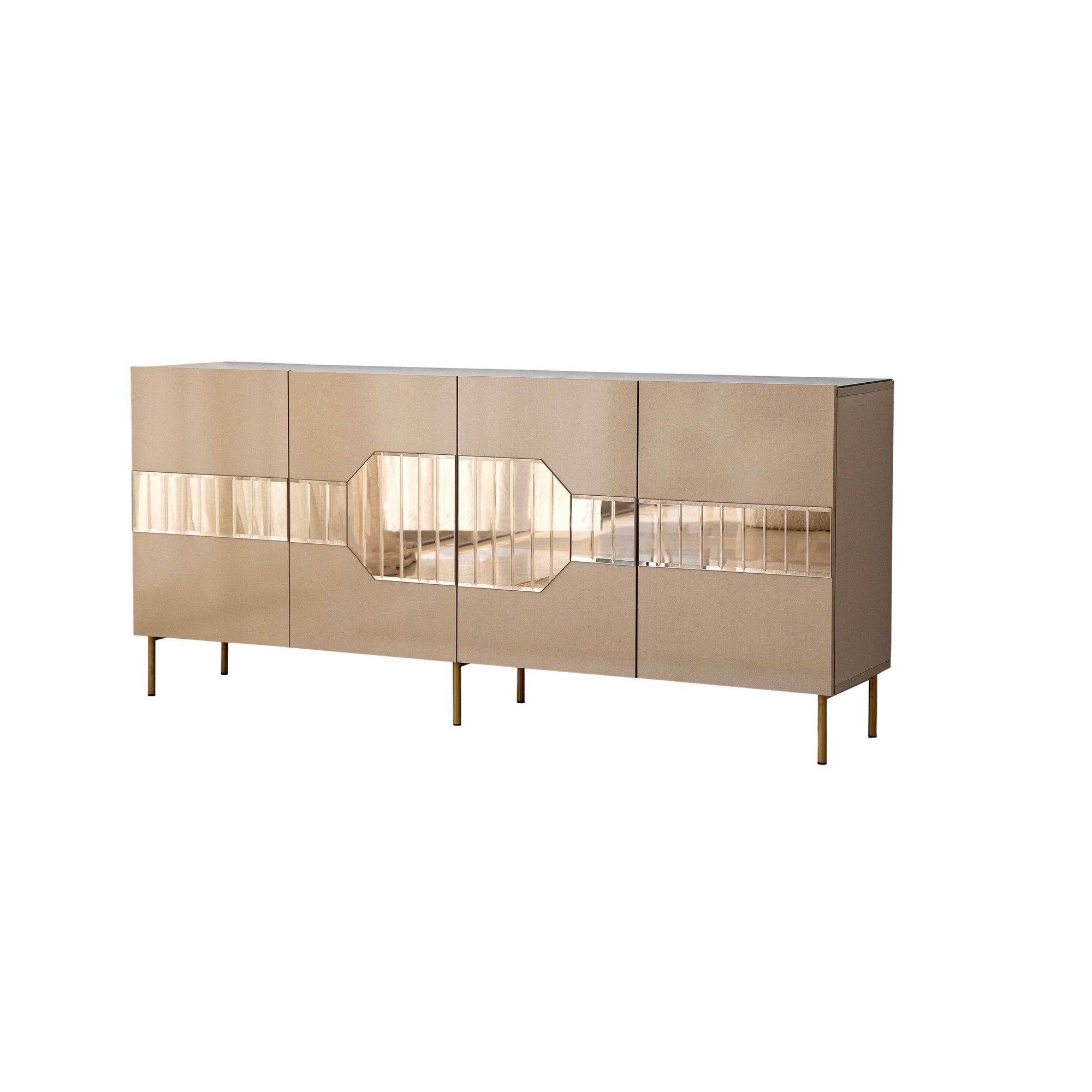 Aparador Elegante, Bronze e Dourado, 180 x 80 x 40 cm | 100% MDF, 18 mm de Espessura | Solução de Armazenamento Elegante para Espaços de Vida Modernos