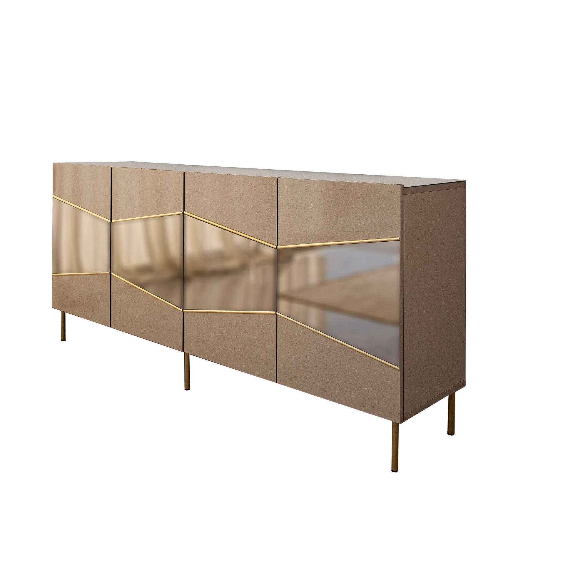 Aparador Elegante, Bronze e Dourado, 180 x 80 x 40 cm | 100% MDF, 18 mm de Espessura | Solução de Armazenamento Elegante para Espaços de Vida Modernos