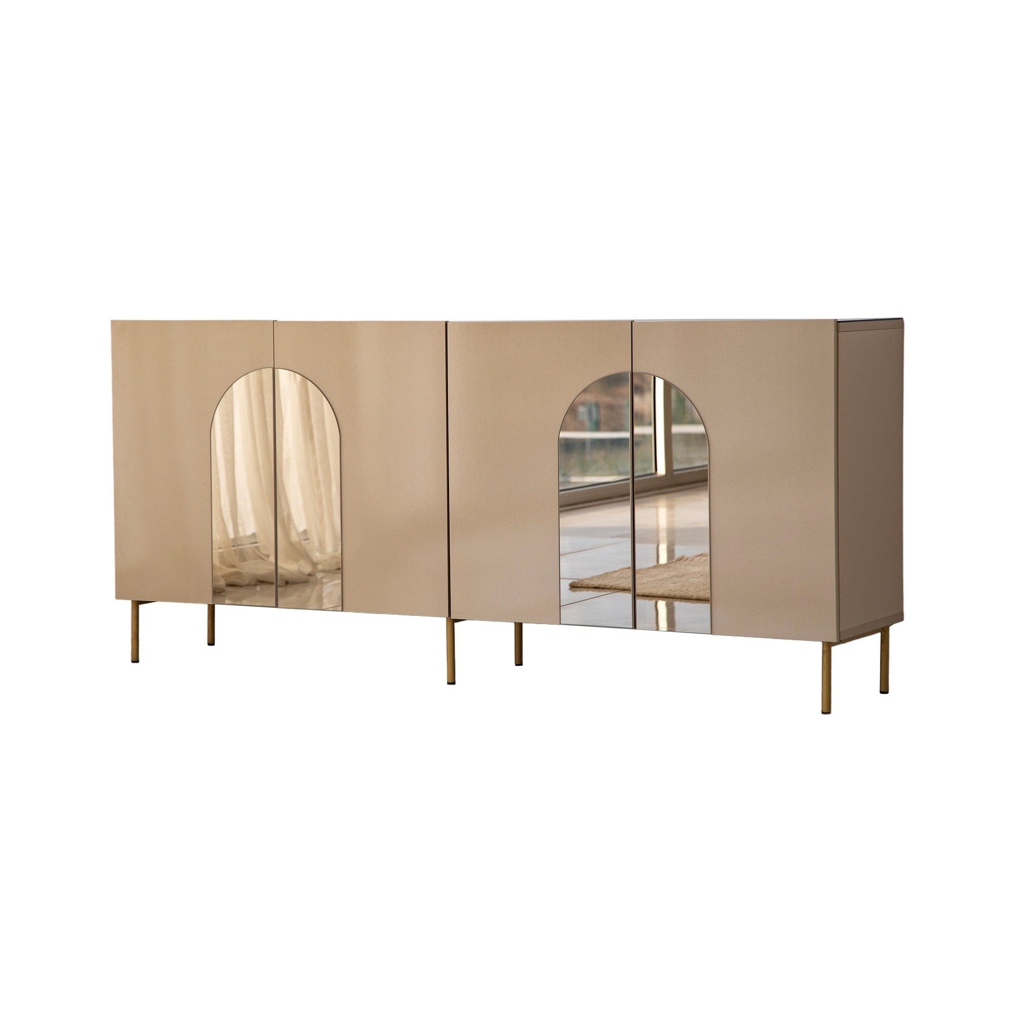 Aparador Elegante, Bronze e Dourado, 180 x 80 x 40 cm | 100% MDF, 18 mm de Espessura | Solução de Armazenamento Elegante para Espaços de Vida Modernos