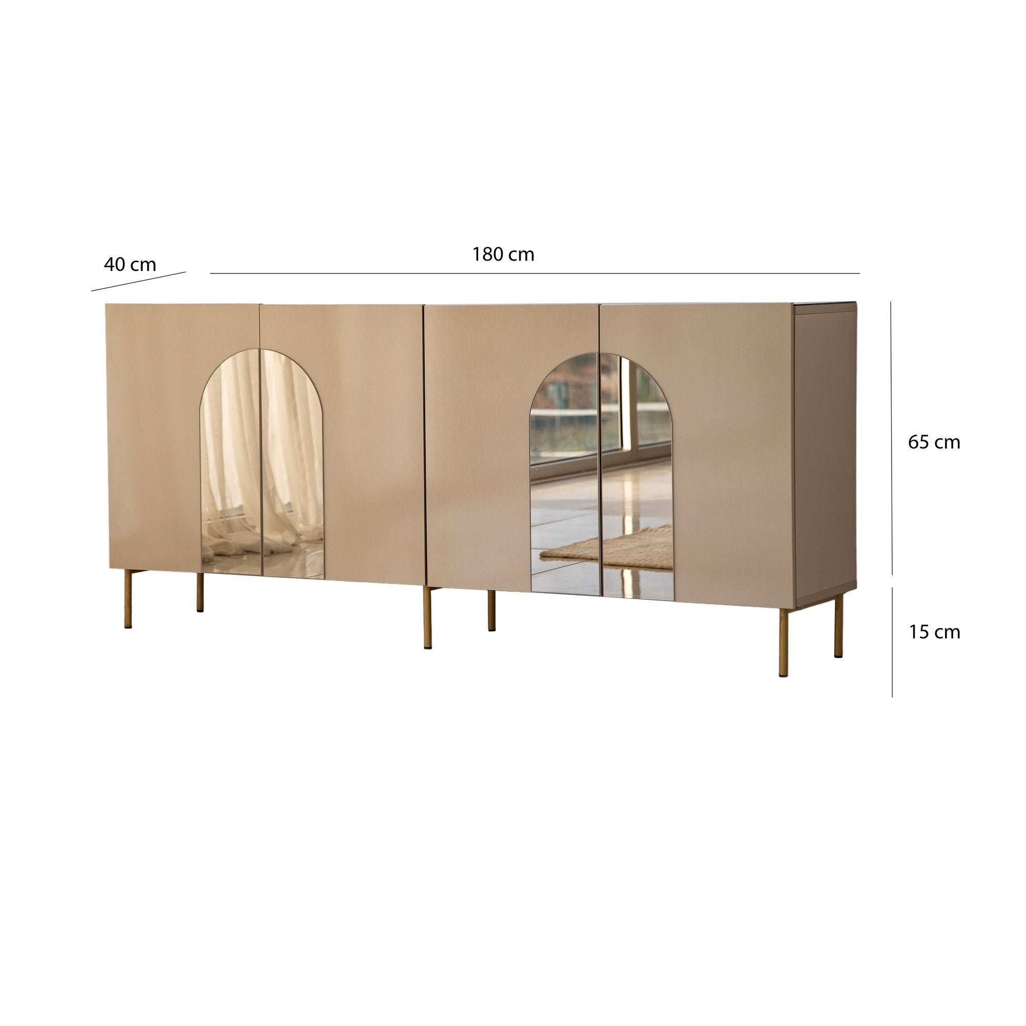 Aparador Elegante, Bronze e Dourado, 180 x 80 x 40 cm | 100% MDF, 18 mm de Espessura | Solução de Armazenamento Elegante para Espaços de Vida Modernos