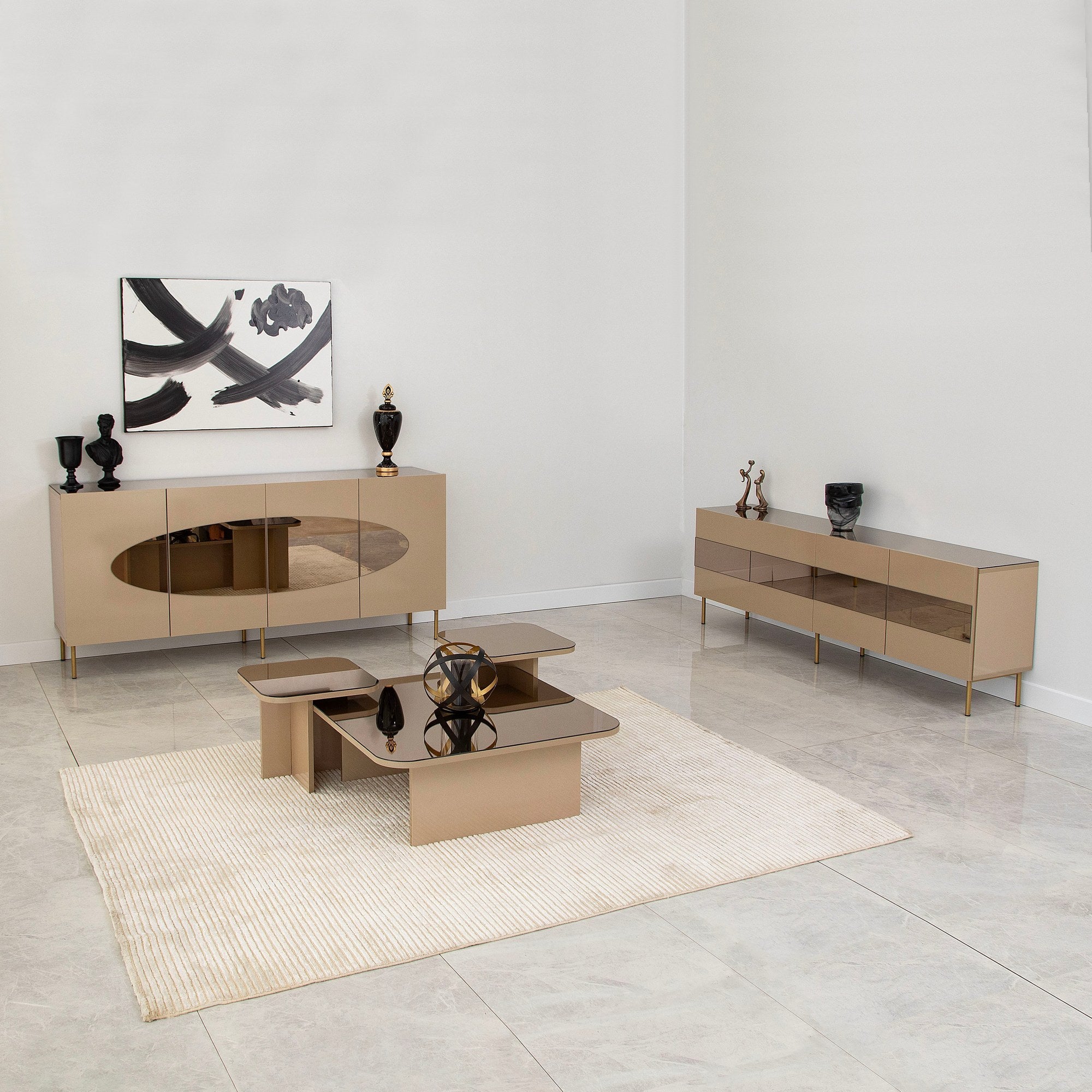 Aparador Elegante, Bronze e Dourado, 180 x 80 x 40 cm | 100% MDF, 18 mm de Espessura | Solução de Armazenamento Elegante para Espaços de Vida Modernos