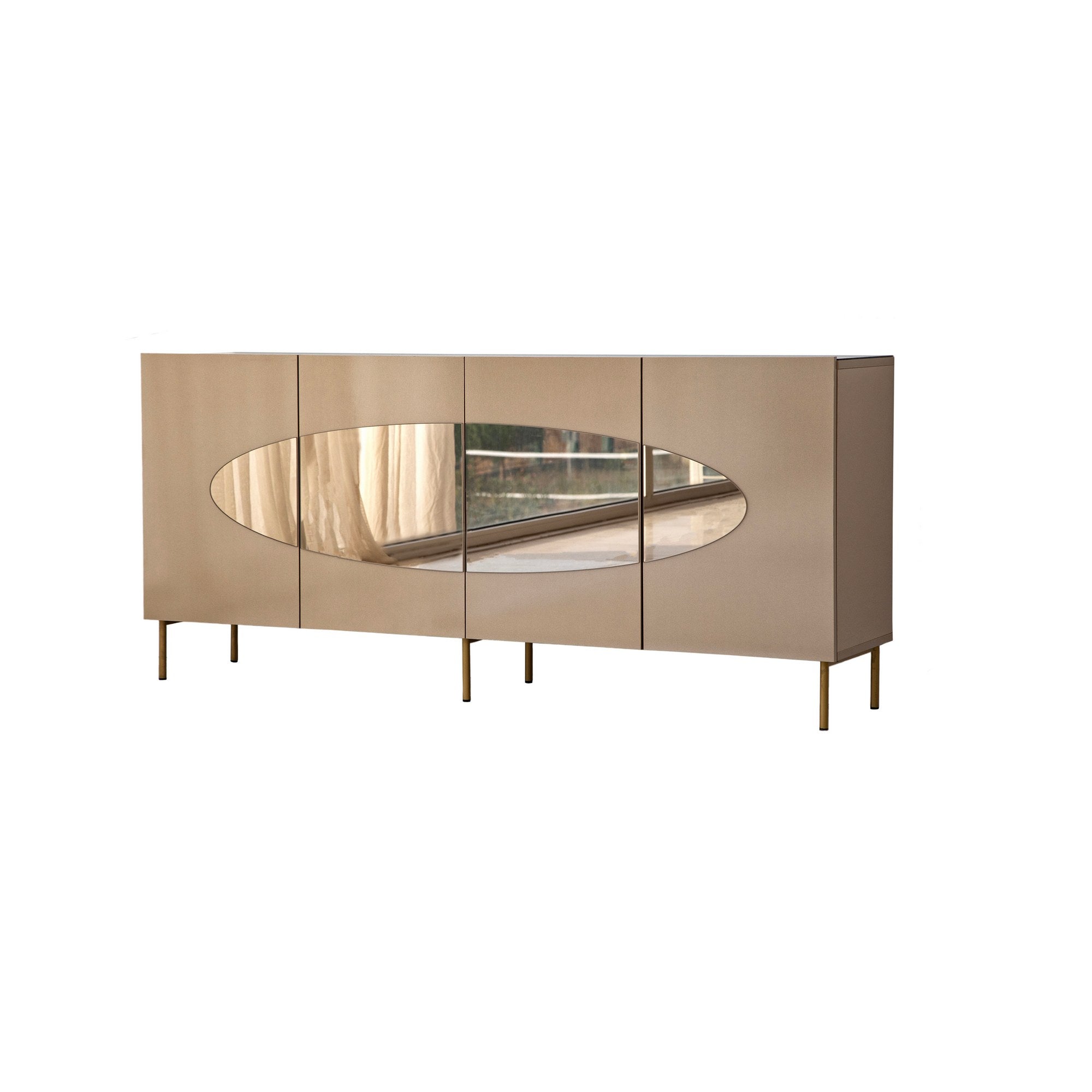 Aparador Elegante, Bronze e Dourado, 180 x 80 x 40 cm | 100% MDF, 18 mm de Espessura | Solução de Armazenamento Elegante para Espaços de Vida Modernos