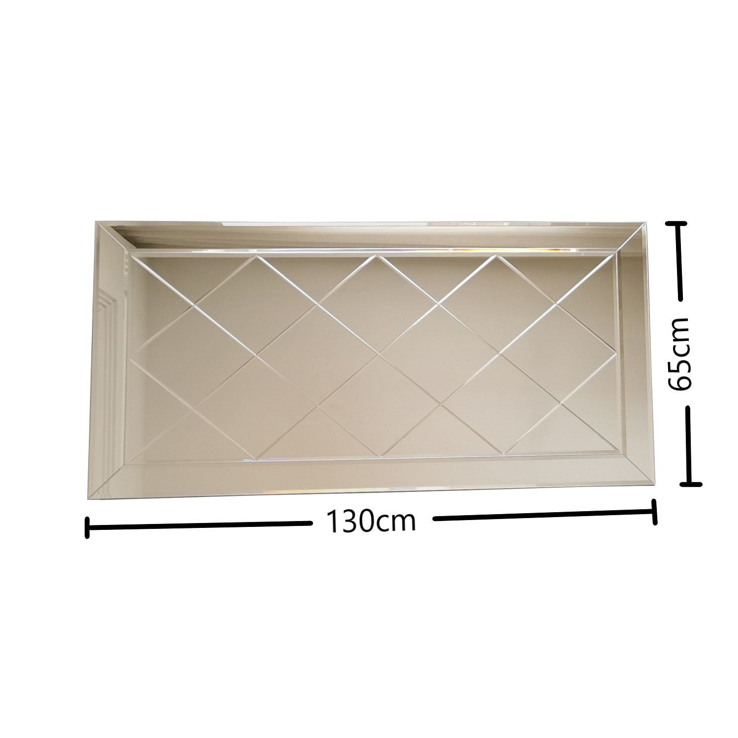 Espelho de parede prateado elegante, 130 x 65 x 2,2 cm | 100% MDF, montado, ajustável horizontal e verticalmente | Perfeito para hotéis e decoração moderna