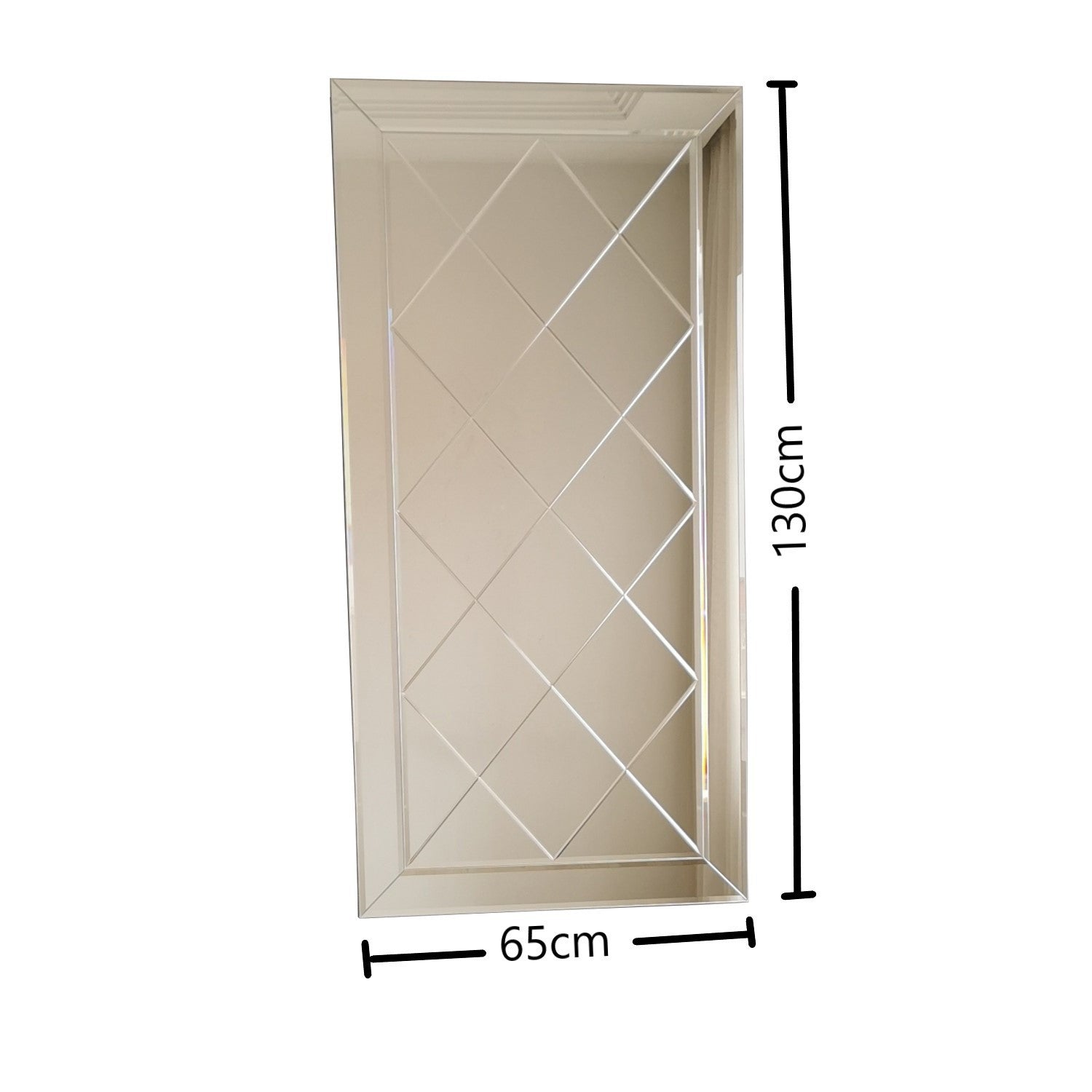 Espelho de Parede Elegante Prateado, 65 x 130 cm | 100% MDF, Montado, Ajustável Horizontal e Verticalmente | Perfeito para Hotelaria e Decoração Moderna