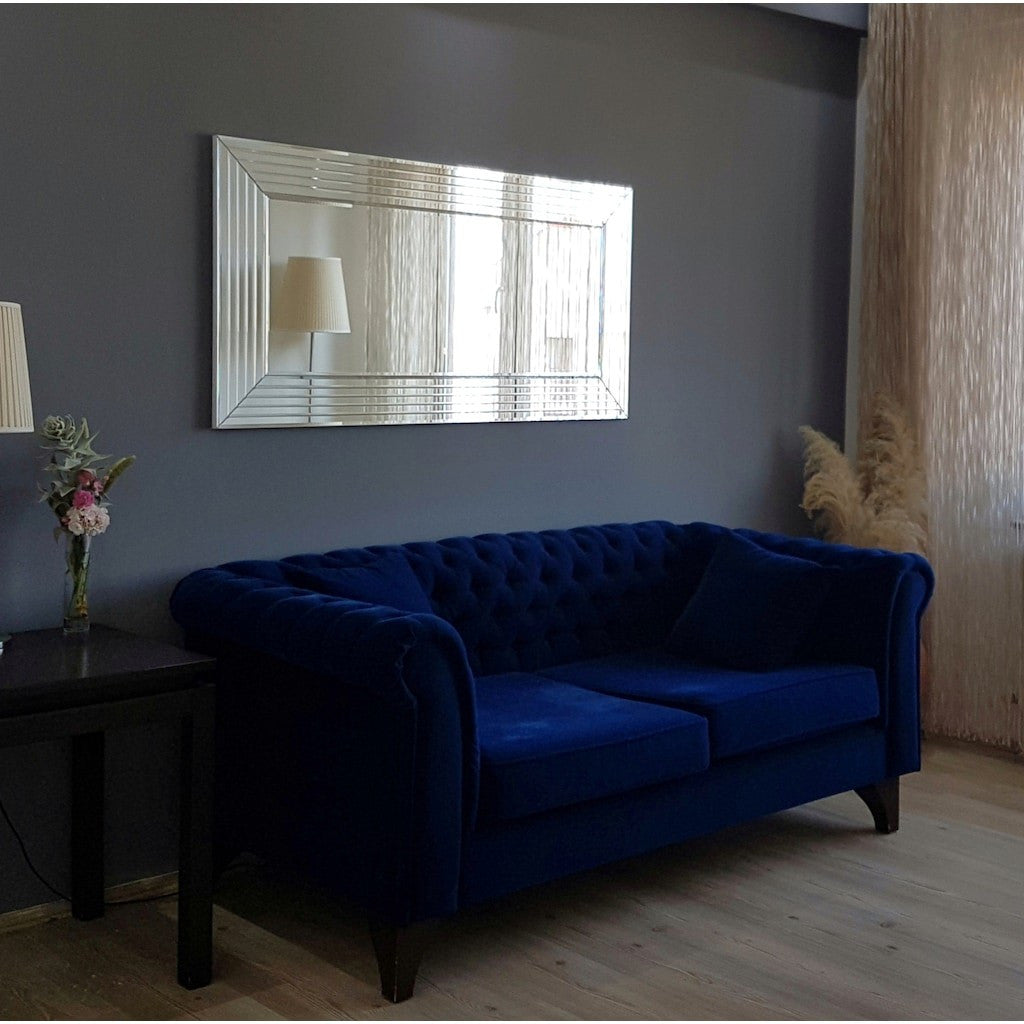 Espelho de Parede Moderno Prateado, 130 x 65 cm, 100% MDF | Ajustável Horizontal e Verticalmente | Montado, Perfeito para Hotéis e Espaços Contemporâneos