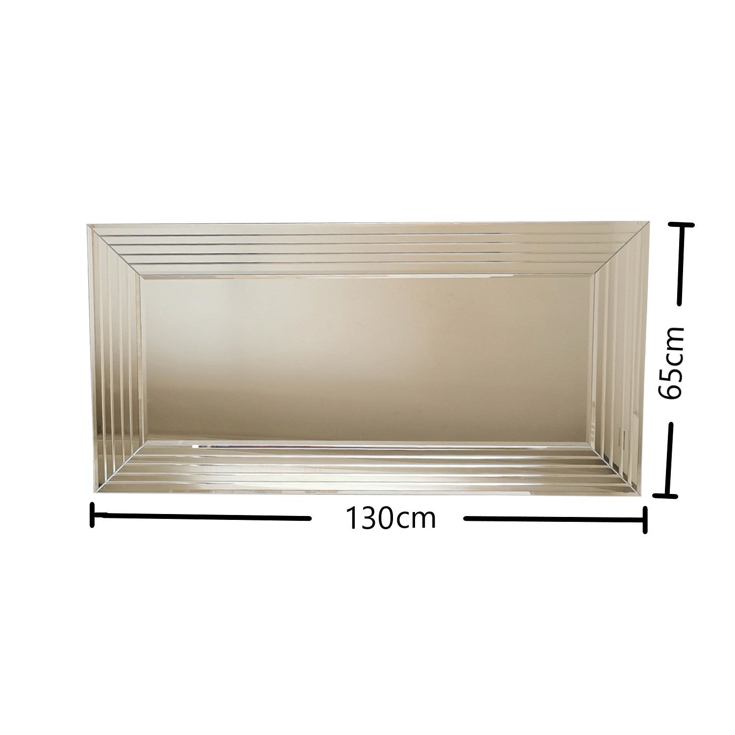 Espelho de Parede Moderno Prateado, 130 x 65 cm, 100% MDF | Ajustável Horizontal e Verticalmente | Montado, Perfeito para Hotéis e Espaços Contemporâneos