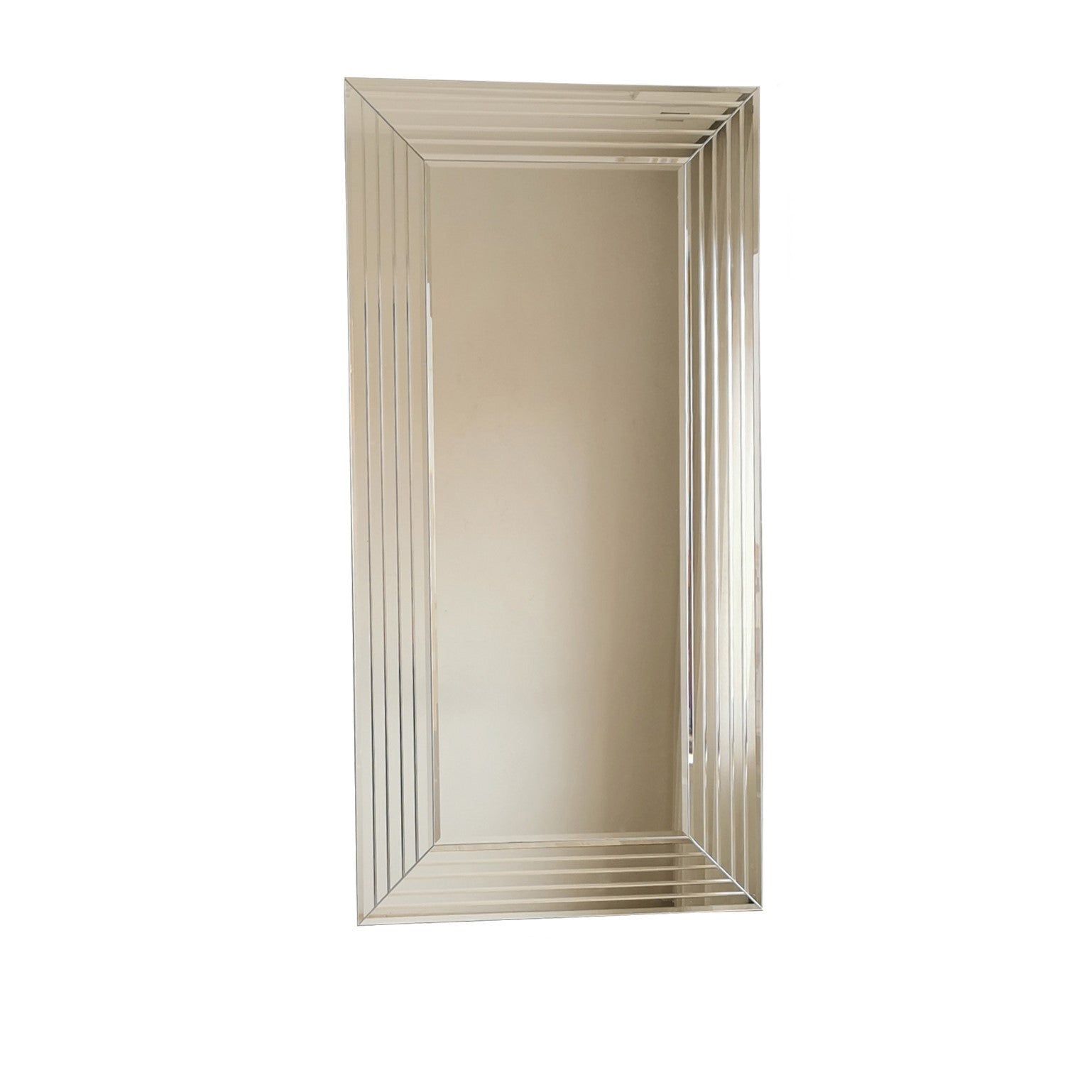 Espelho de parede moderno prateado, 60 x 100 cm, 100% MDF, ajustável horizontal e verticalmente, montado, perfeito para hotéis e espaços contemporâneos