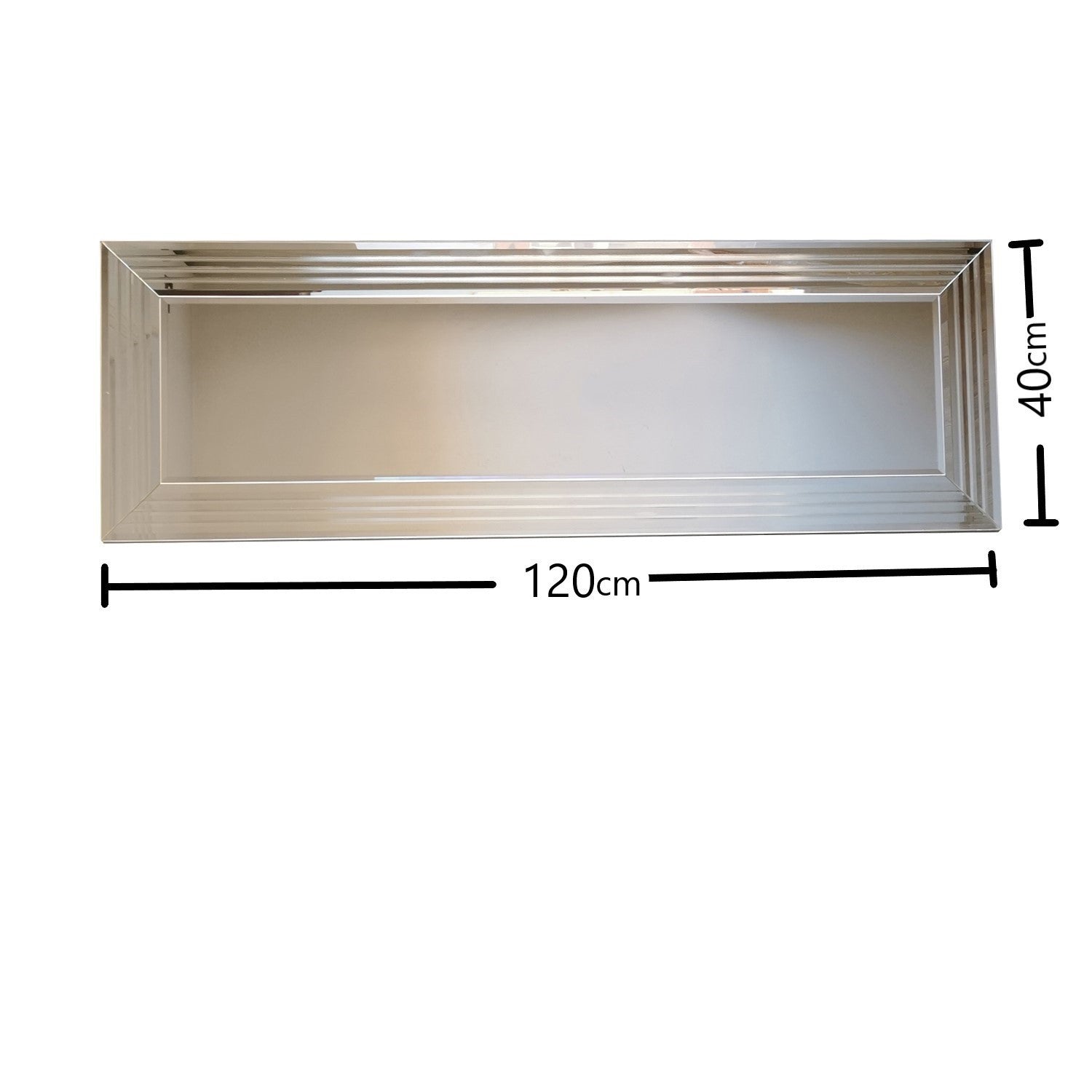 Espelho de parede moderno prateado, 120 x 40 x 2,2 cm | 100% MDF, montado, ajustável horizontal e verticalmente | Perfeito para hotéis e espaços contemporâneos