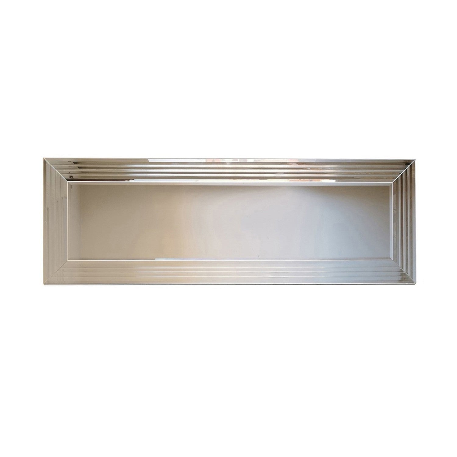 Espelho de parede moderno prateado, 120 x 40 x 2,2 cm | 100% MDF, montado, ajustável horizontal e verticalmente | Perfeito para hotéis e espaços contemporâneos