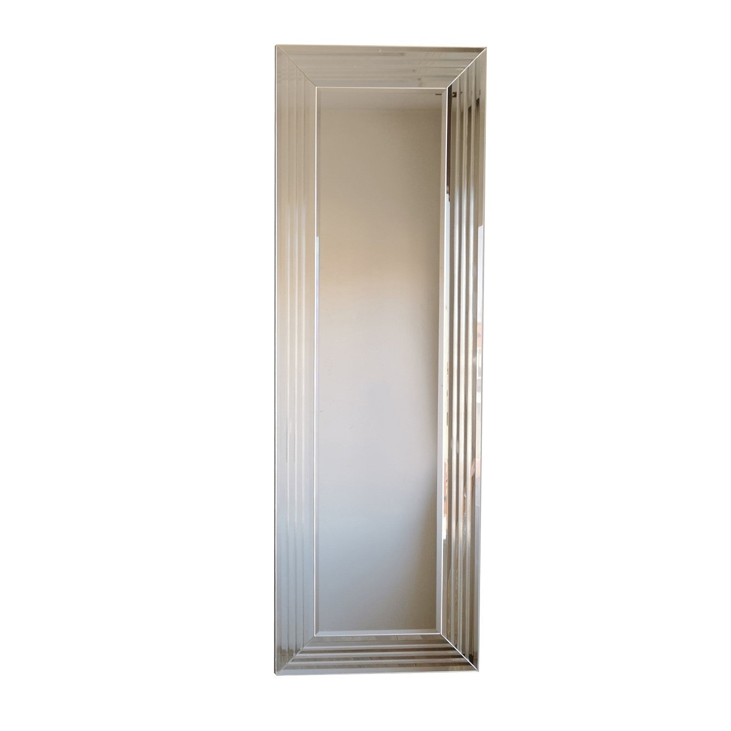 Espelho de Parede Moderno Prateado, 40 x 120 cm | 100% MDF, Montado, Ajustável Horizontal e Verticalmente | Perfeito para Hotéis e Espaços Contemporâneos