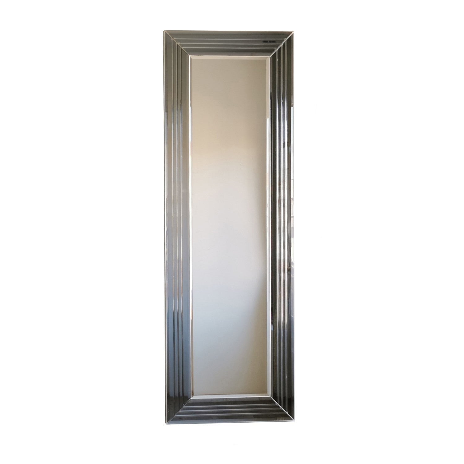 Espelho de Parede Moderno Prateado, 40 x 120 cm | 100% MDF, Montado, Ajustável Horizontal e Verticalmente | Perfeito para Hotéis e Espaços Contemporâneos