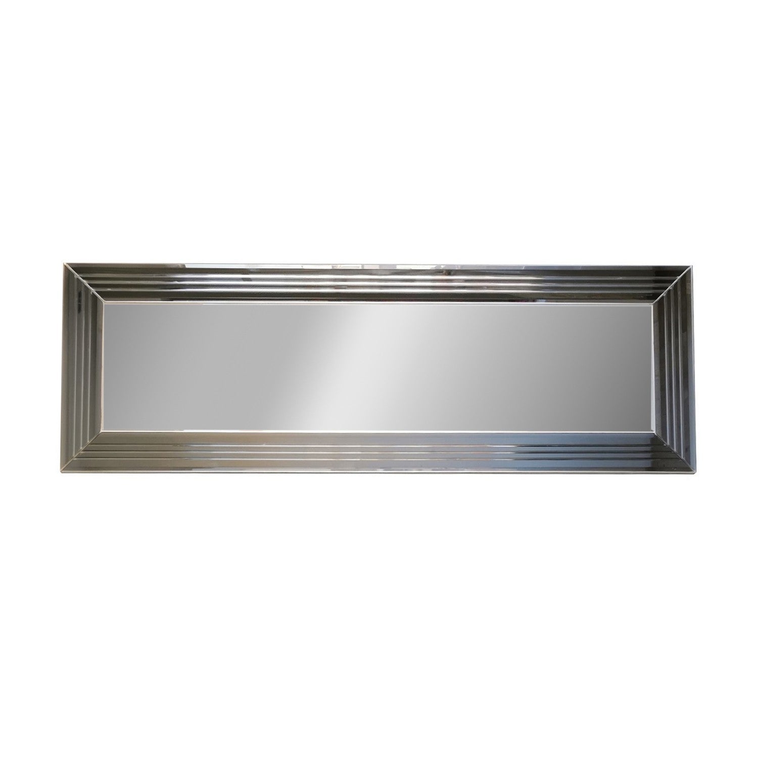 Espelho de parede moderno prateado, 120 x 40 x 2,2 cm | 100% MDF, montado, ajustável horizontal e verticalmente | Perfeito para hotéis e espaços contemporâneos