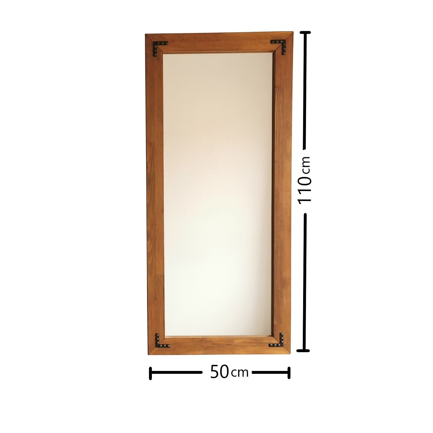 Espelho elegante em nogueira, 50 cm x 110 cm | 100% madeira maciça de pinho, montável na parede, ajustável | Design boêmio e rústico para decoração de casa e hotel