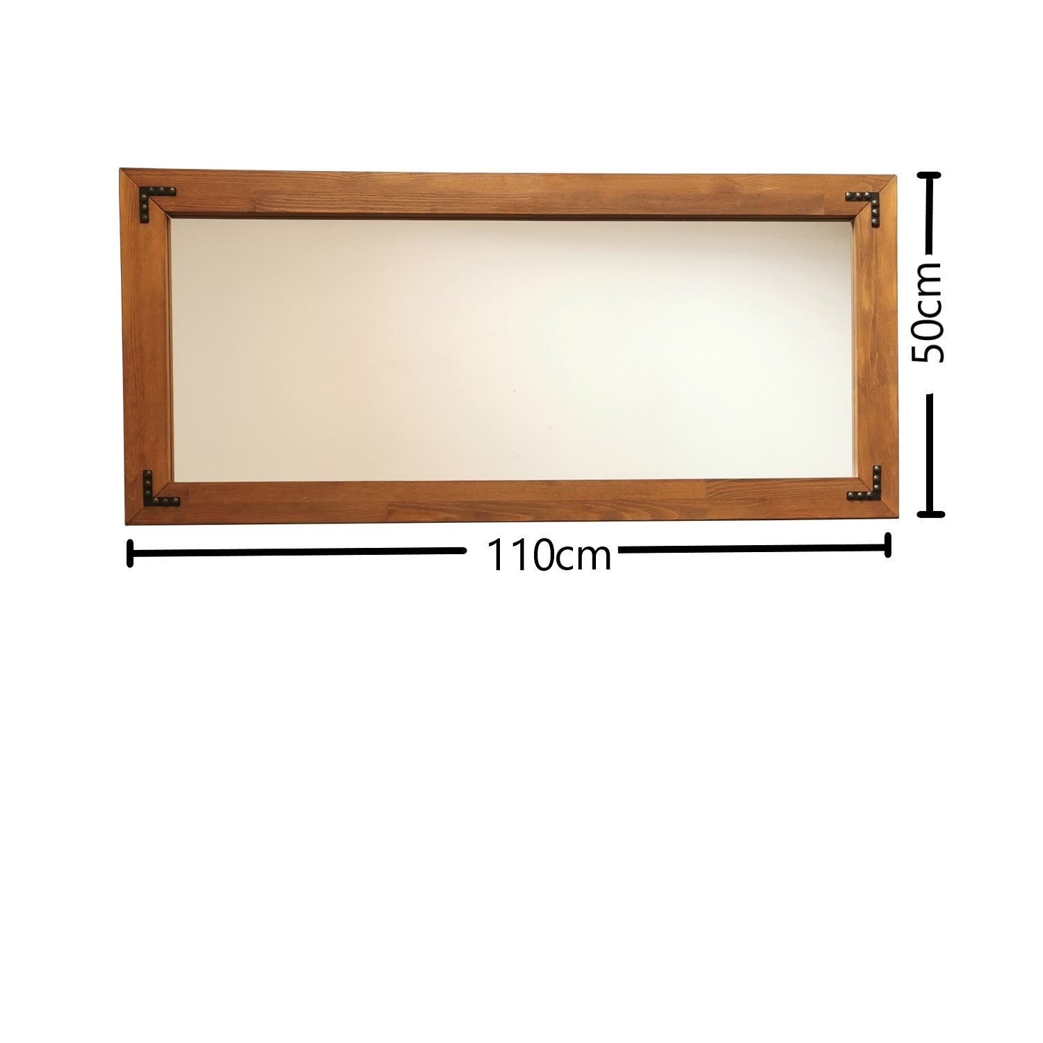 Espelho de parede elegante, 110 cm x 50 cm, 100% madeira maciça de pinho, acabamento em nogueira | Design boêmio rústico para decoração de casa e hotel, montado
