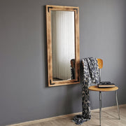 Espelho de parede elegante em carvalho, 50 cm x 110 cm | 100% madeira maciça de pinho, ajustável e montado | Perfeito para decoração boêmia, rústica e campestre