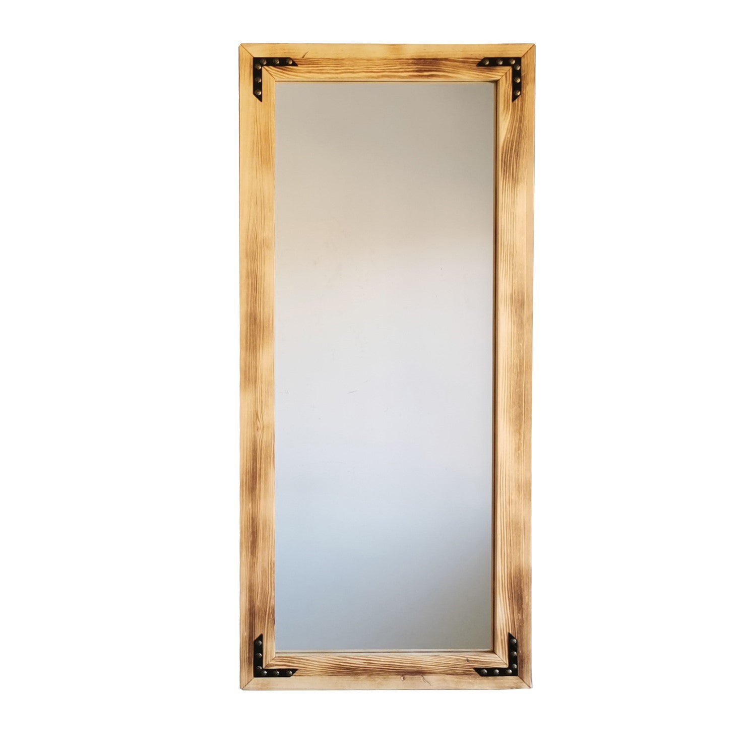 Espelho de parede elegante em carvalho, 50 cm x 110 cm | 100% madeira maciça de pinho, ajustável e montado | Perfeito para decoração boêmia, rústica e campestre