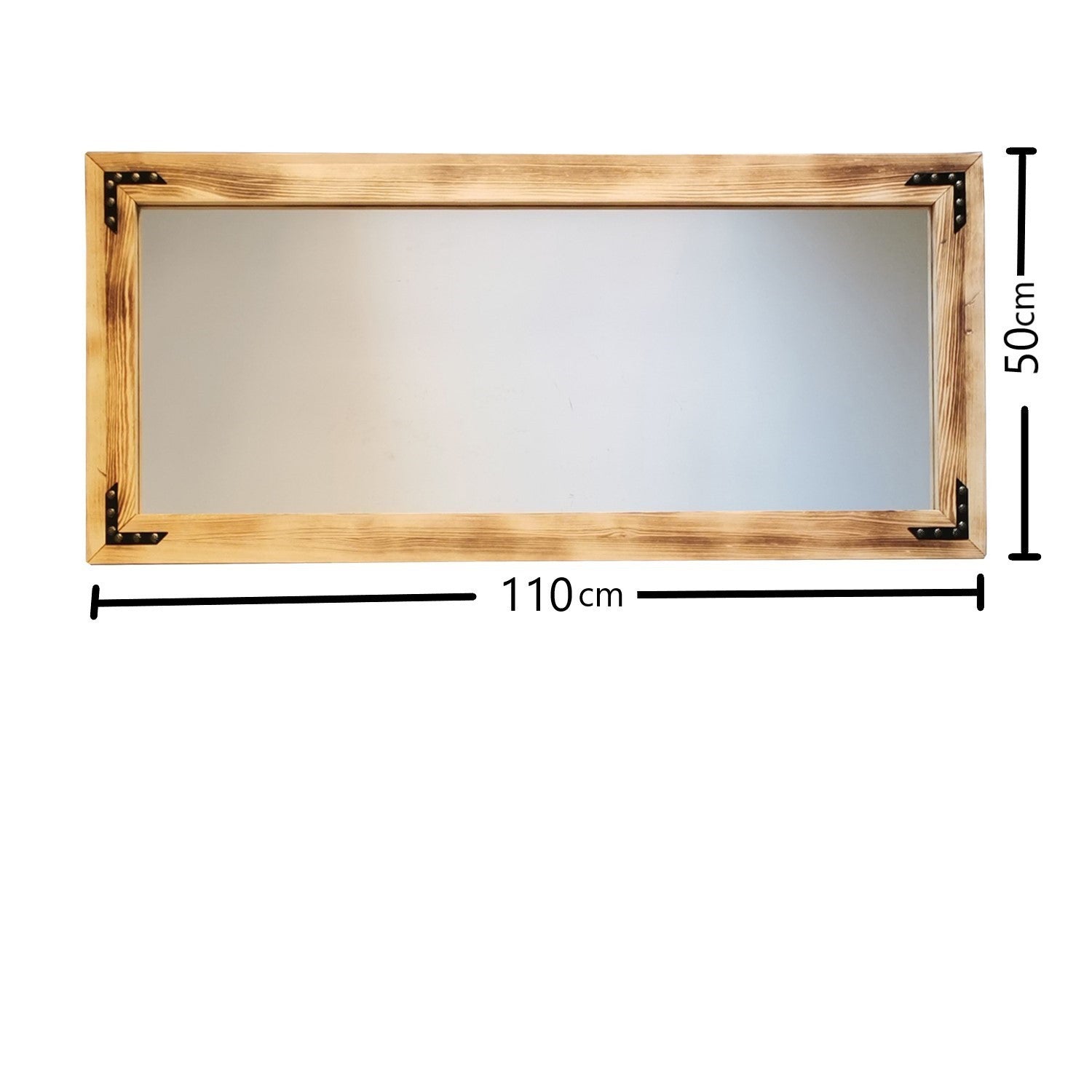 Espelho de parede elegante em nogueira, 110 x 50 x 3 cm | 100% madeira maciça de pinho, ajustável e montado | Perfeito para decoração boêmia, rústica e campestre