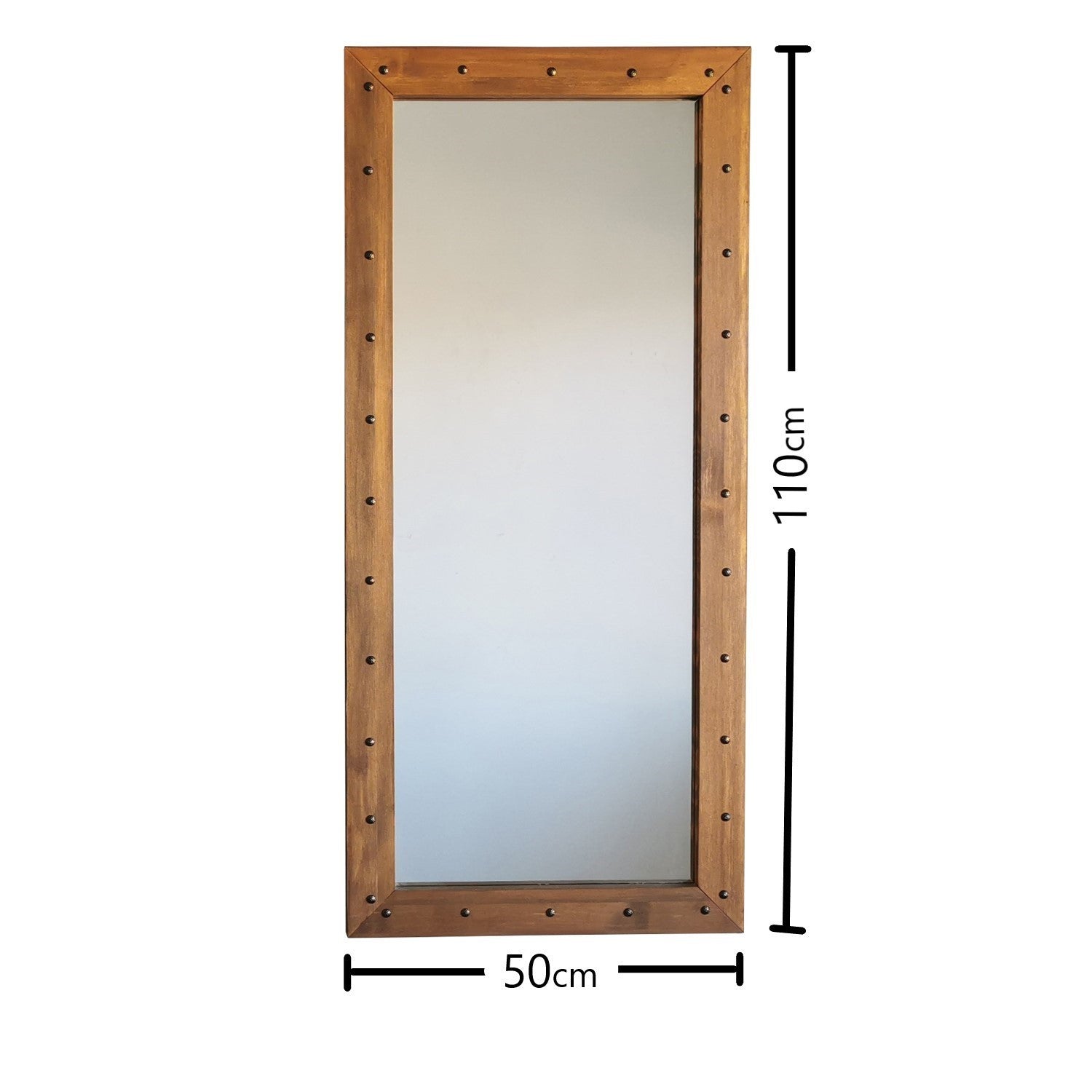 Espelho elegante em nogueira, 50 x 110 cm | 100% madeira maciça de pinho, montável na parede, ajustável | Perfeito para decoração rústica e campestre, design montado