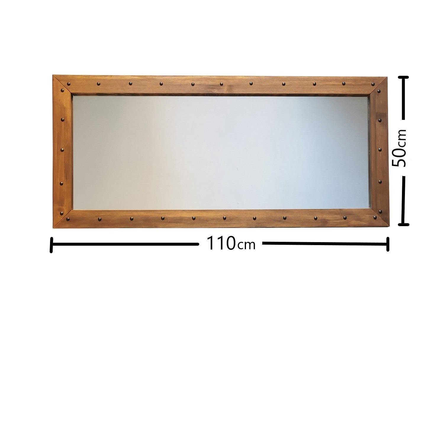 Espelho elegante em nogueira, 110 x 50 x 3 cm | 100% madeira maciça de pinho, montável na parede, ajustável | Perfeito para decoração rústica e campestre, design montado