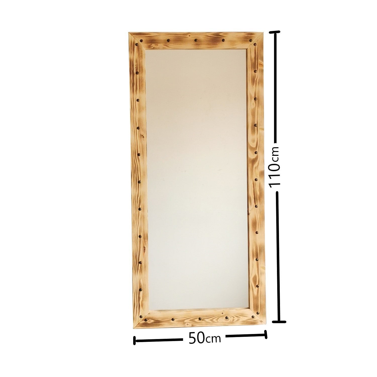 Espelho elegante em nogueira, 50 cm x 110 cm | 100% madeira maciça de pinho, montável na parede, ajustável | Perfeito para decoração rústica e tradicional