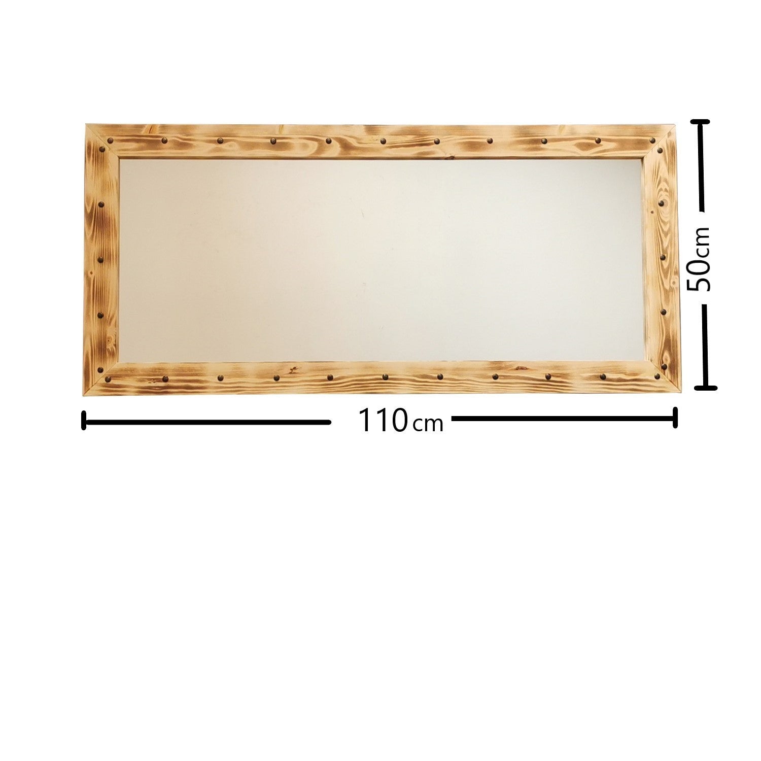 Espelho elegante em nogueira, 110 cm x 50 cm | 100% madeira maciça de pinho, montável na parede, ajustável | Perfeito para decoração rústica e tradicional