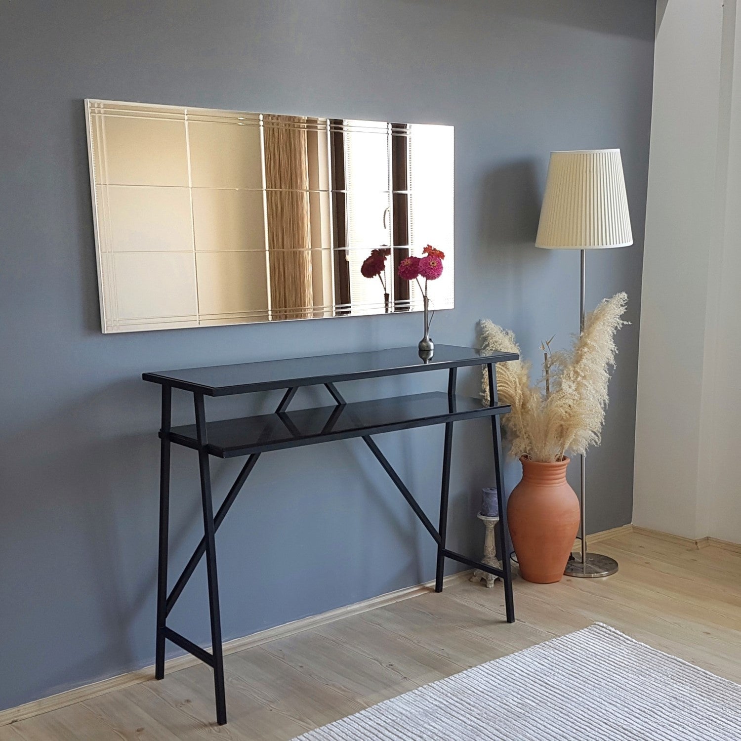 Espelho de parede elegante em bronze, 130 cm x 62 cm | 100% MDF, montado, ajustável horizontal e verticalmente | Perfeito para decoração moderna de hotéis e residências