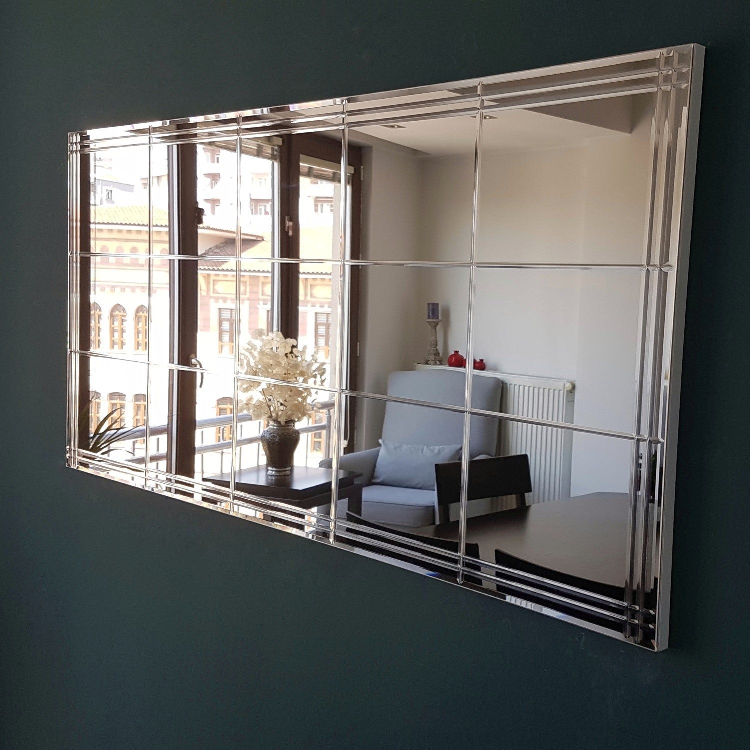 Espelho de parede elegante em bronze, 130 cm x 62 cm | 100% MDF, montado, ajustável horizontal e verticalmente | Perfeito para decoração moderna de hotéis e residências