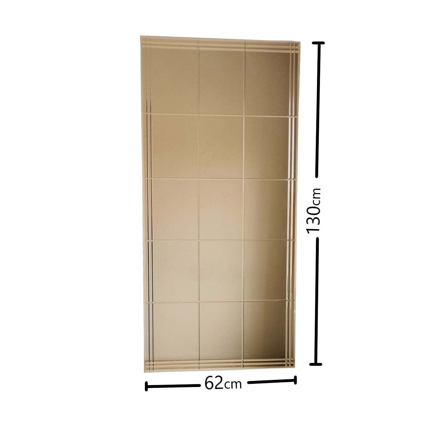 Espelho de parede prateado elegante, 62 x 130 cm | 100% MDF, montado, ajustável horizontal e verticalmente | Perfeito para decoração moderna de hotéis e residências