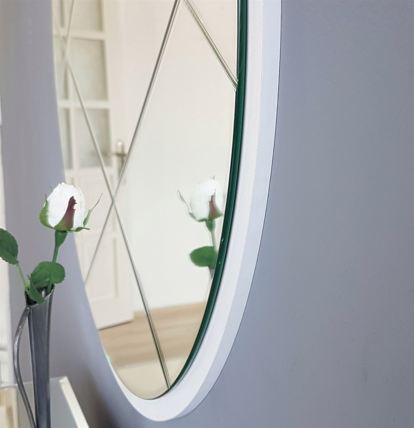 Espelho de parede prateado elegante, 60 x 60 cm | 100% MDF, montado | Perfeito para decoração moderna de hotéis e residências, design elegante em cores sólidas