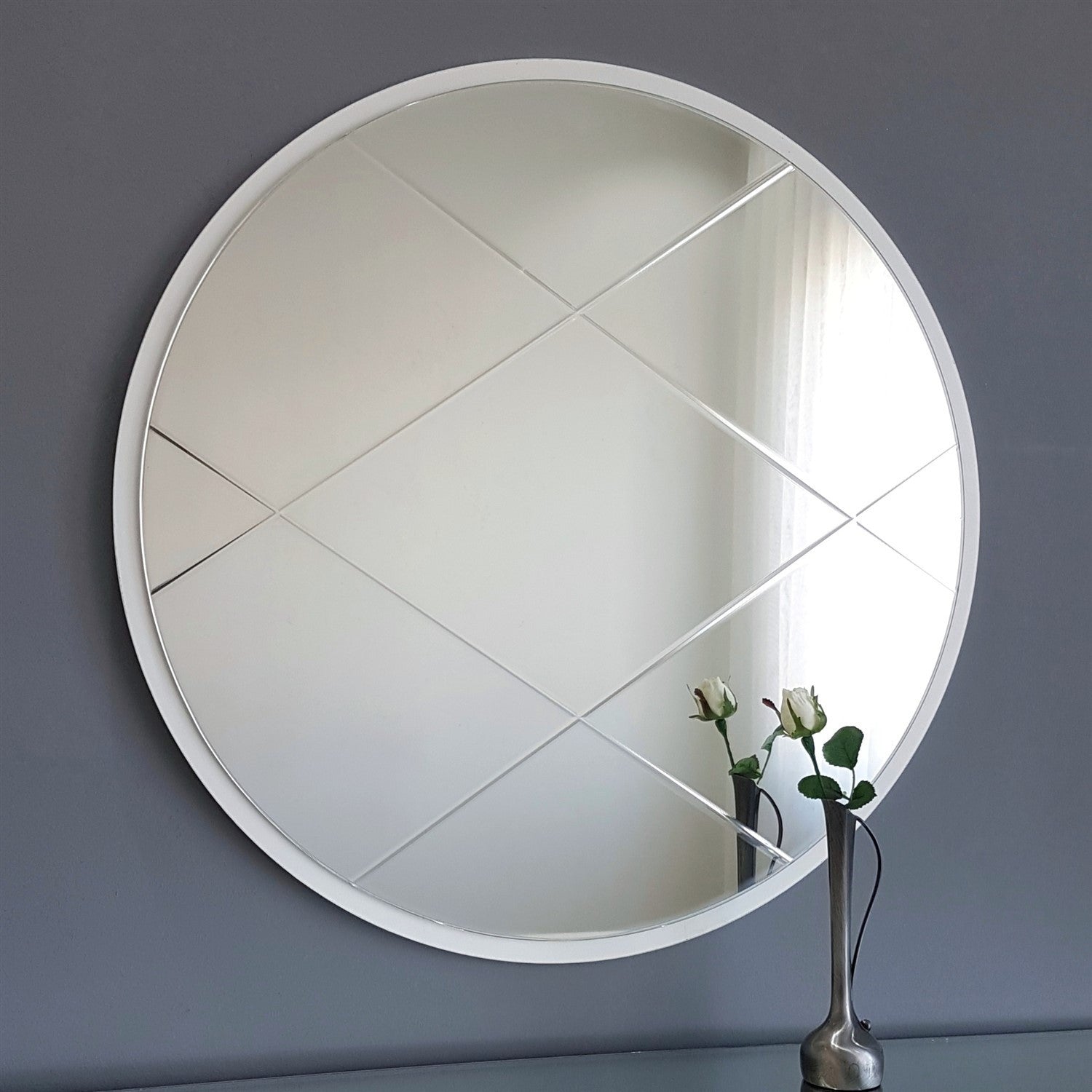 Espelho de parede prateado elegante, 60 x 60 cm | 100% MDF, montado | Perfeito para decoração moderna de hotéis e residências, design elegante em cores sólidas