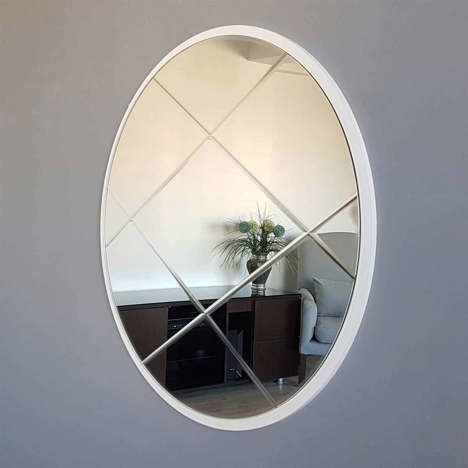 Espelho de parede prateado elegante, 60 x 60 cm | 100% MDF, montado | Perfeito para decoração moderna de hotéis e residências, design elegante em cores sólidas