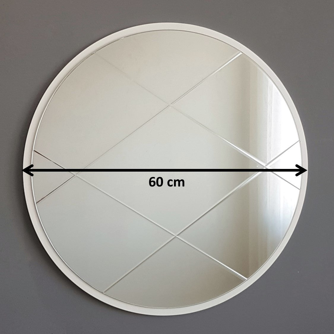 Espelho de parede prateado elegante, 60 x 60 cm | 100% MDF, montado | Perfeito para decoração moderna de hotéis e residências, design elegante em cores sólidas