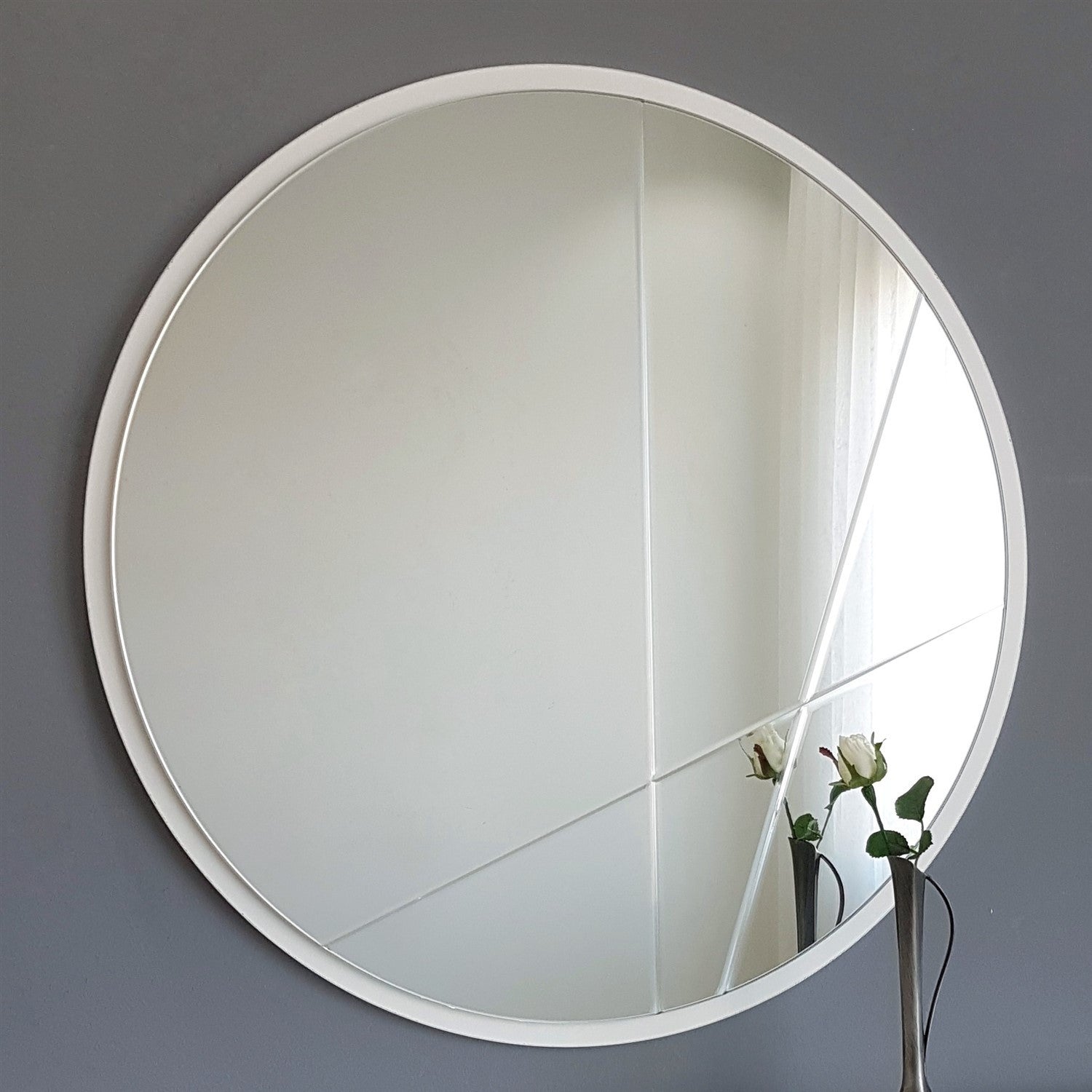 Espelho de parede prateado elegante, 60 x 60 cm | 100% MDF, montado | Perfeito para decoração moderna de hotéis e residências, design elegante em cores sólidas