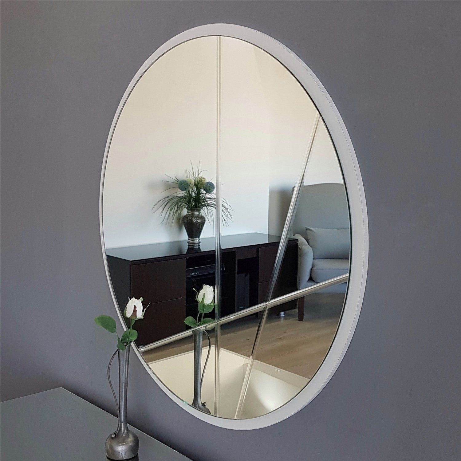 Espelho de parede prateado elegante, 60 x 60 cm | 100% MDF, montado | Perfeito para decoração moderna de hotéis e residências, design elegante em cores sólidas